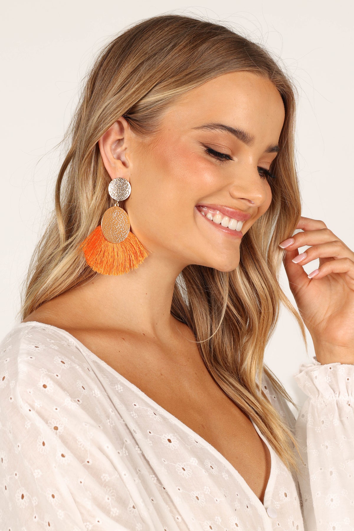 Eloise Tassel Earrings - Gold/Orange