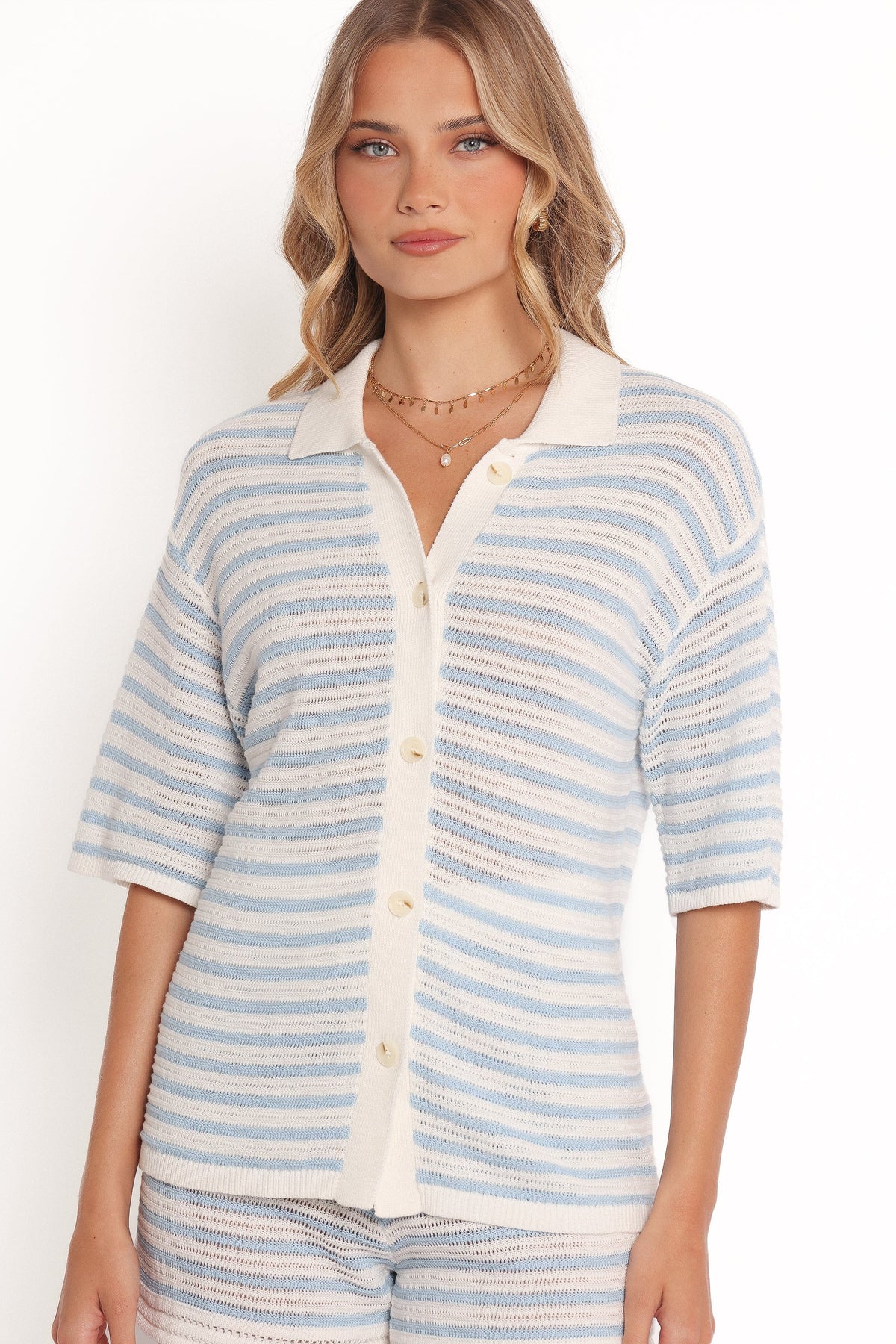Cherie Knit Short - Cream Sky Blue