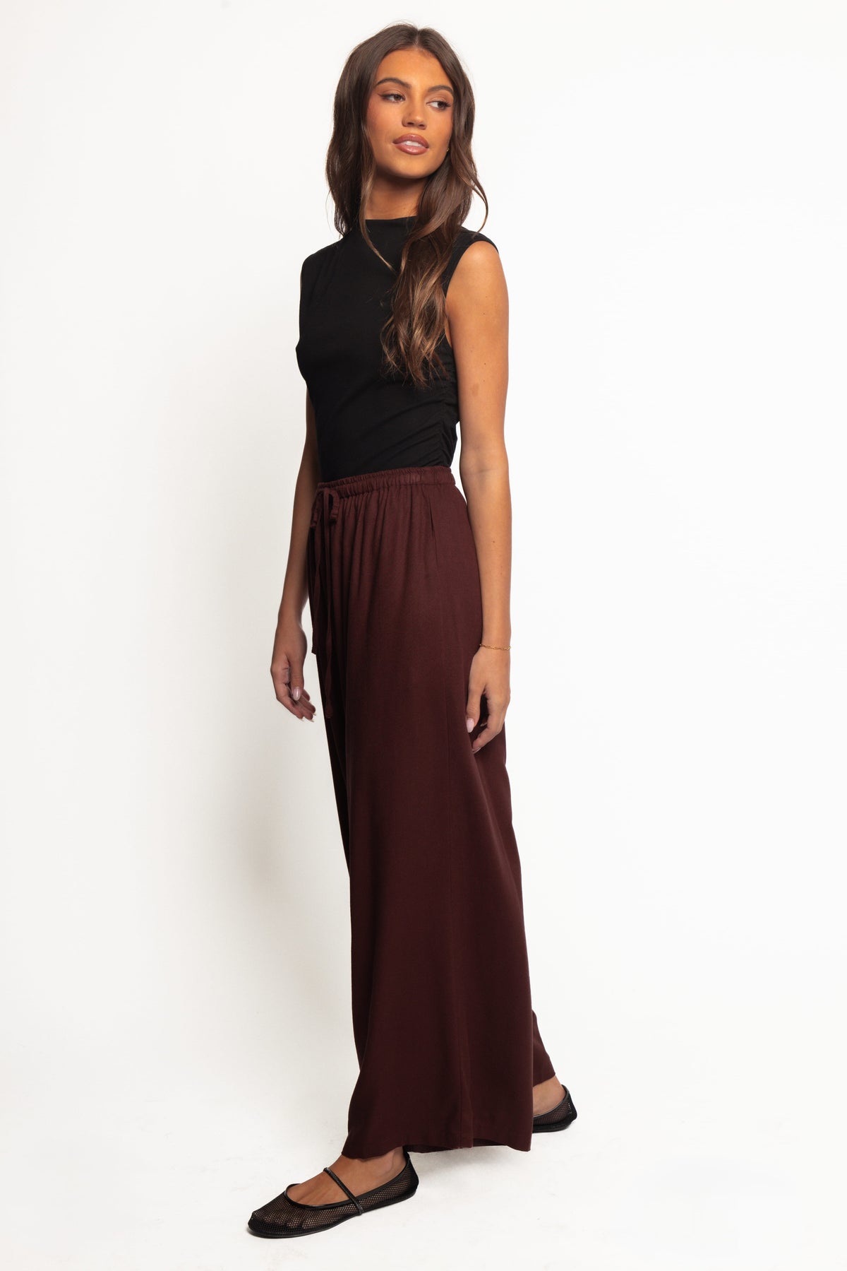 Zane Tie Waist Pant - Chocolate