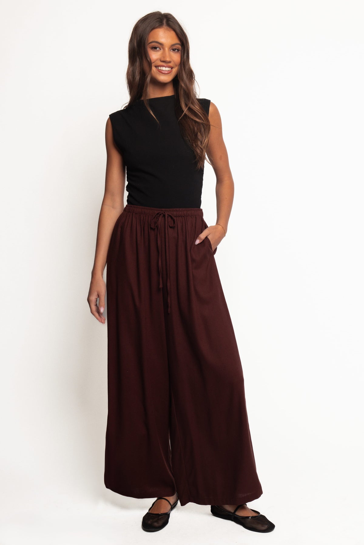 Zane Tie Waist Pant - Chocolate