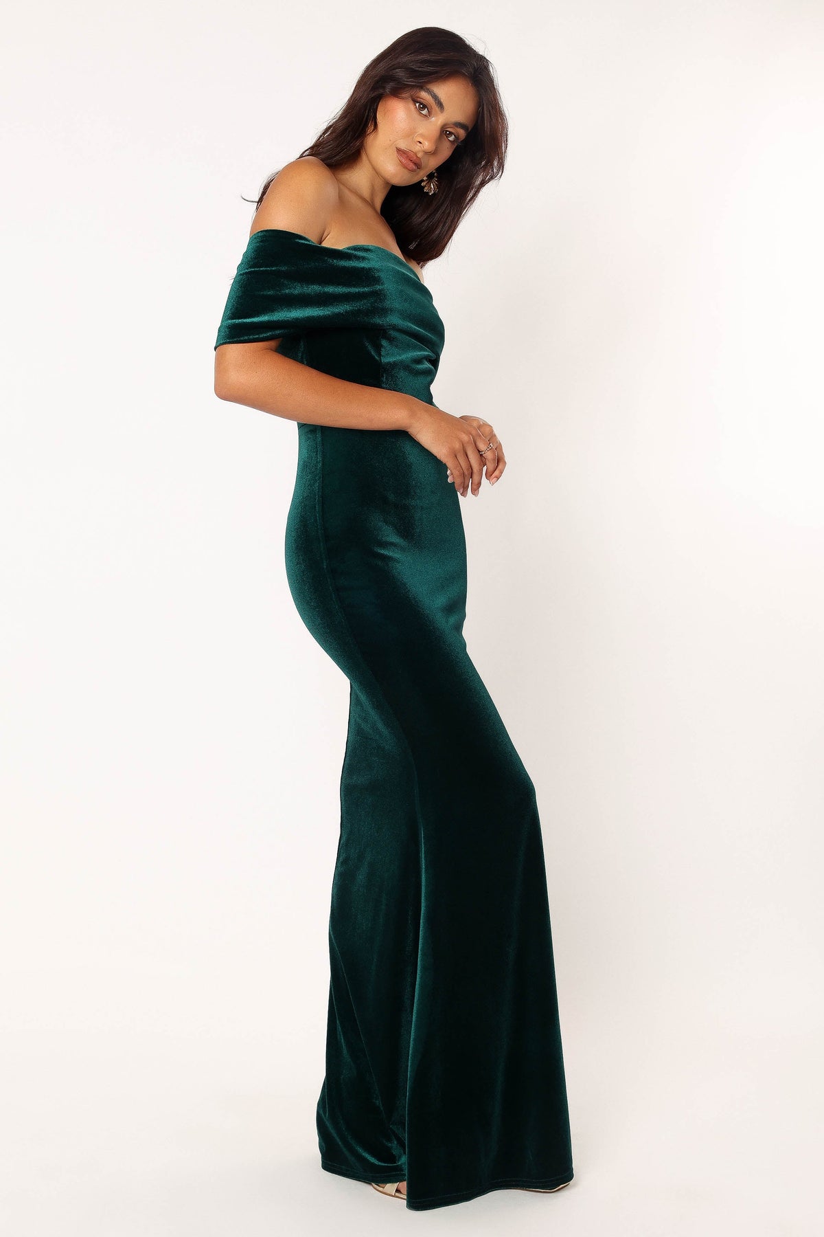Adair Off Shoulder Maxi Dress - Emerald Green