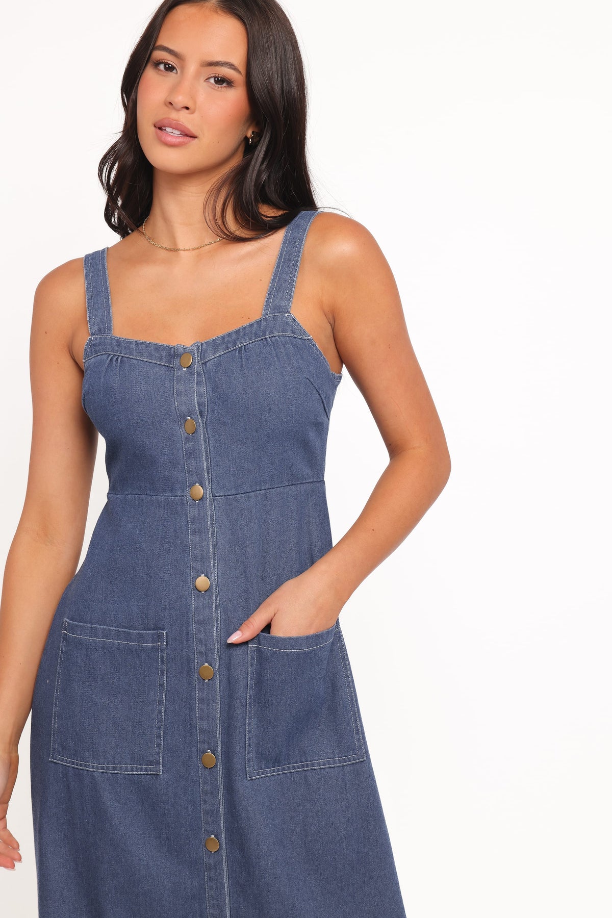 Bettie Midi Dress - Mid Blue Denim