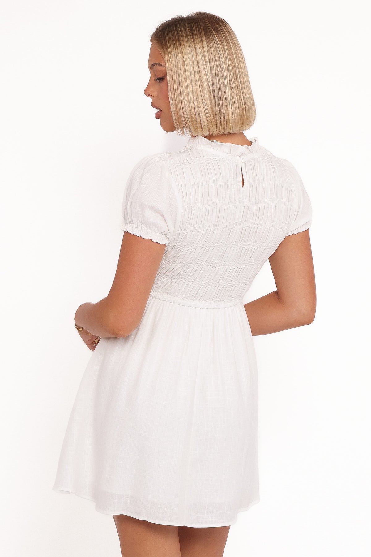 Emari Puff Sleeve Mini Dress - White