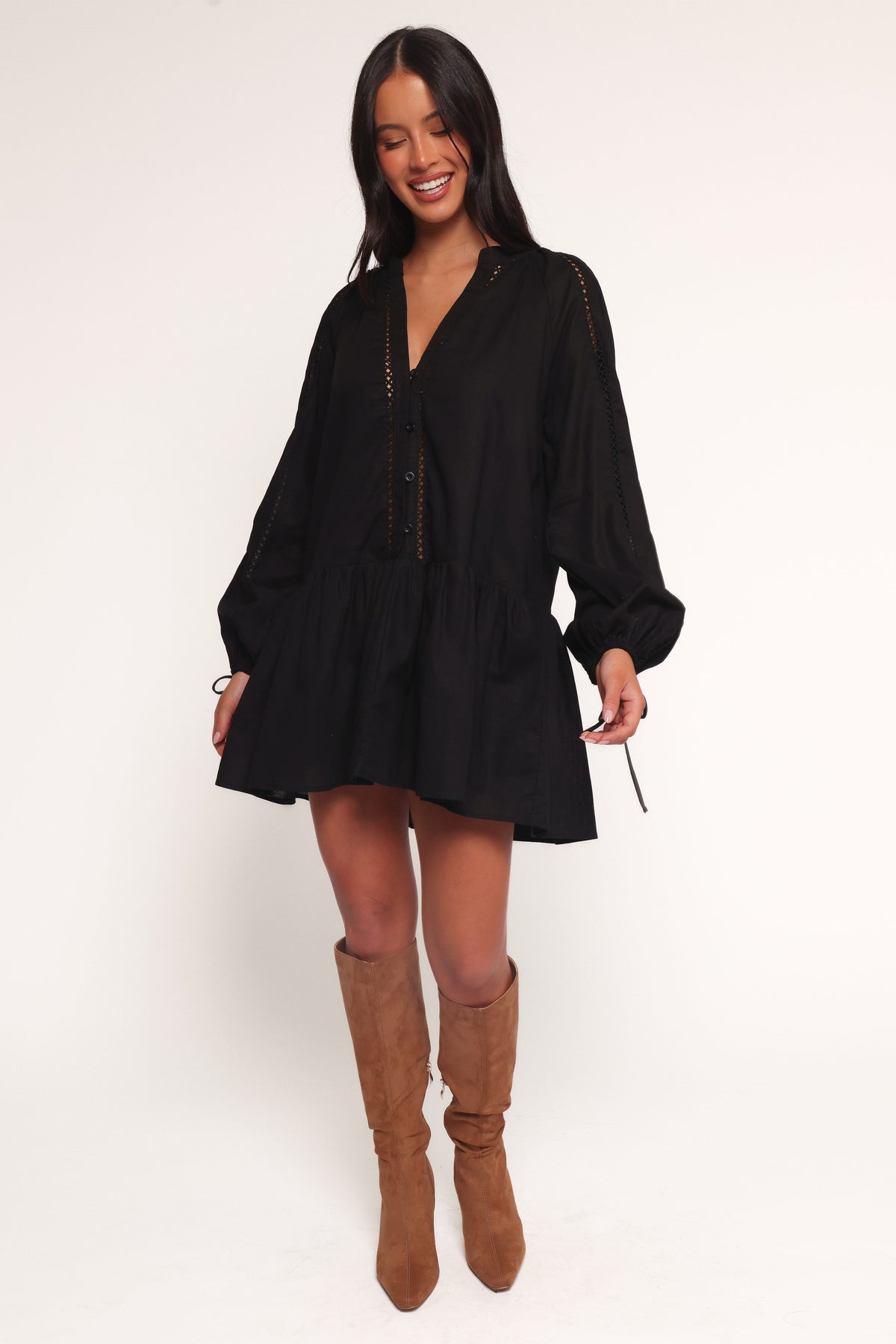 Hart Long Sleeve Mini Dress - Black