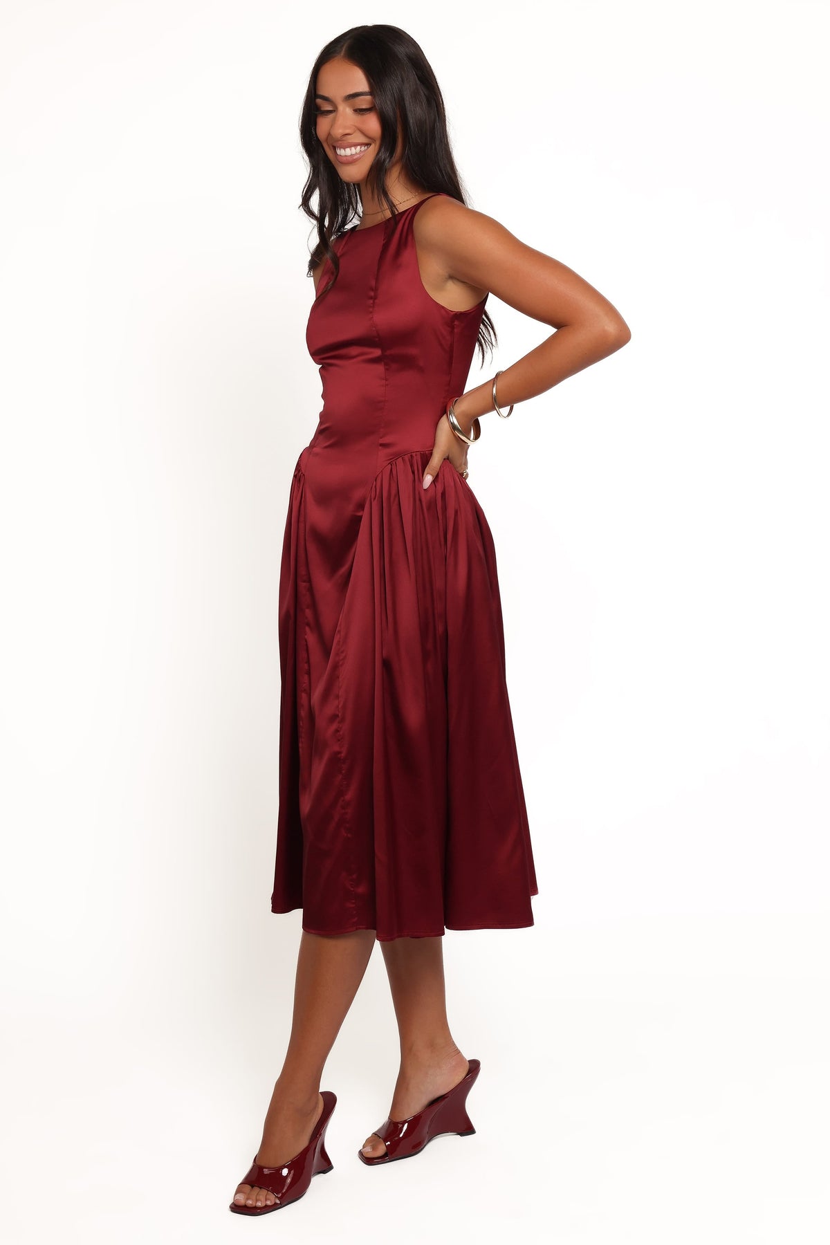 Katelyn Midi Dress - Burgundy