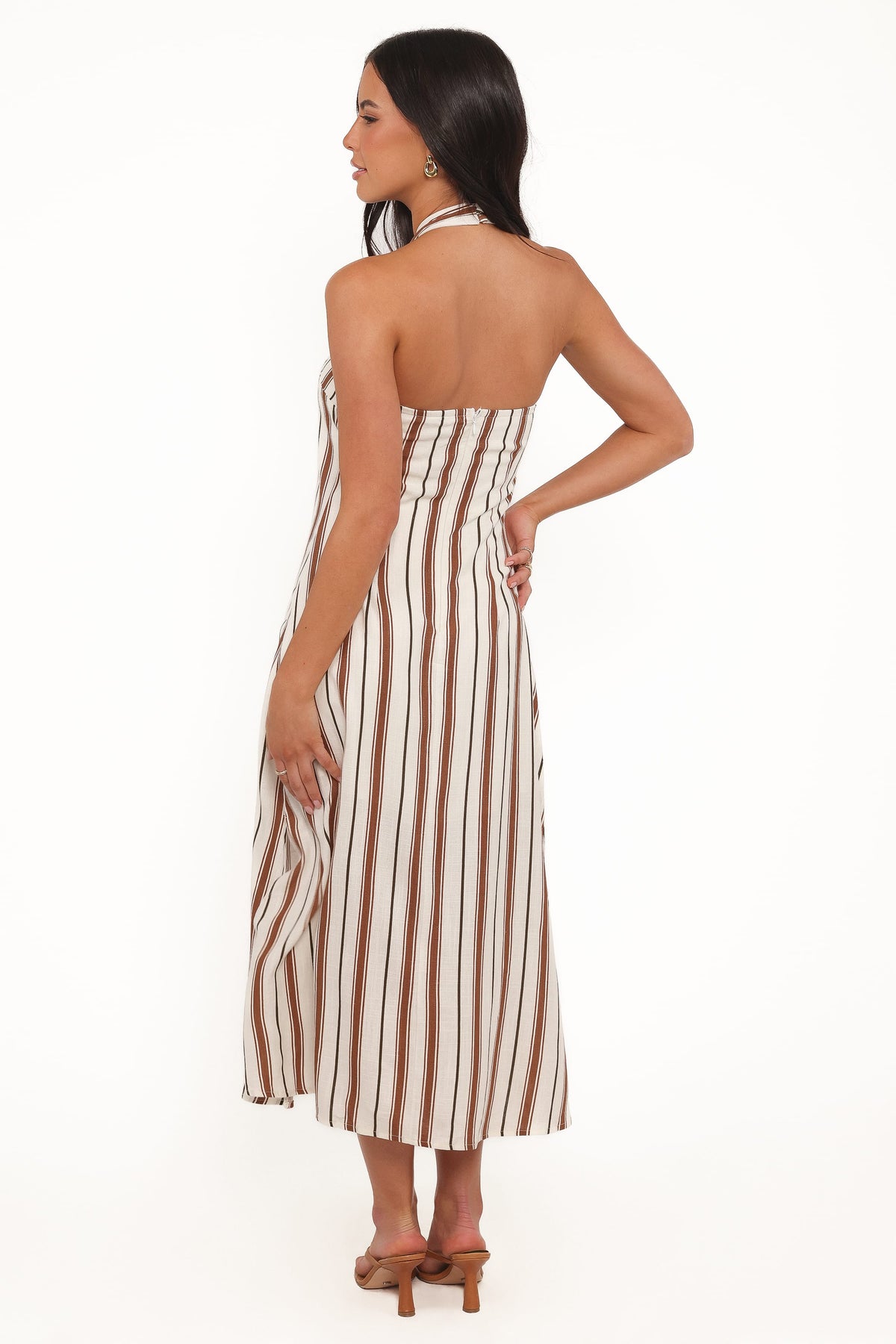 Katherine Midi Dress - Brown Stripe