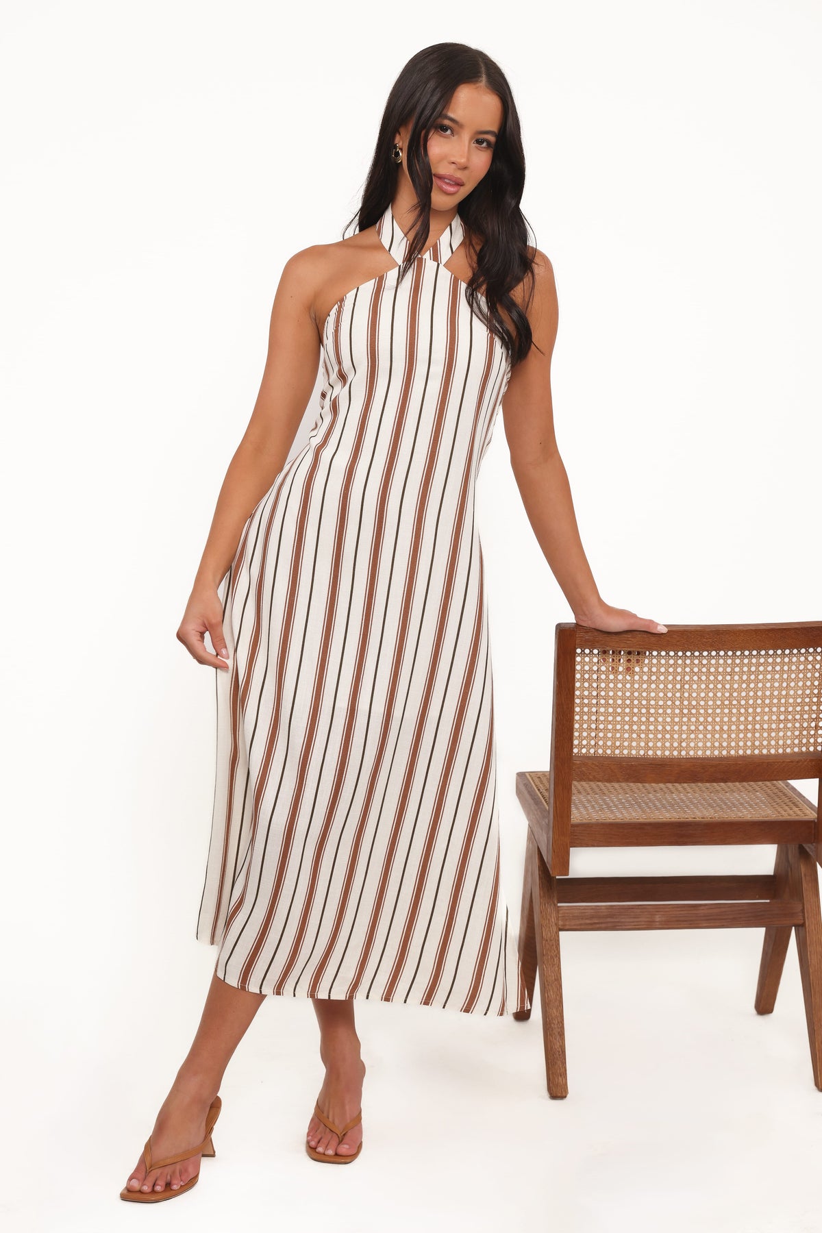 Katherine Midi Dress - Brown Stripe
