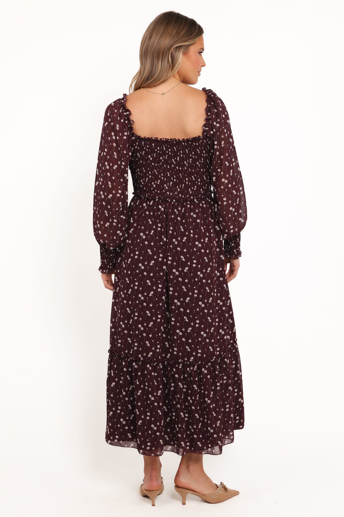 Keziah Long Sleeve Maxi Dress - Burgundy Floral