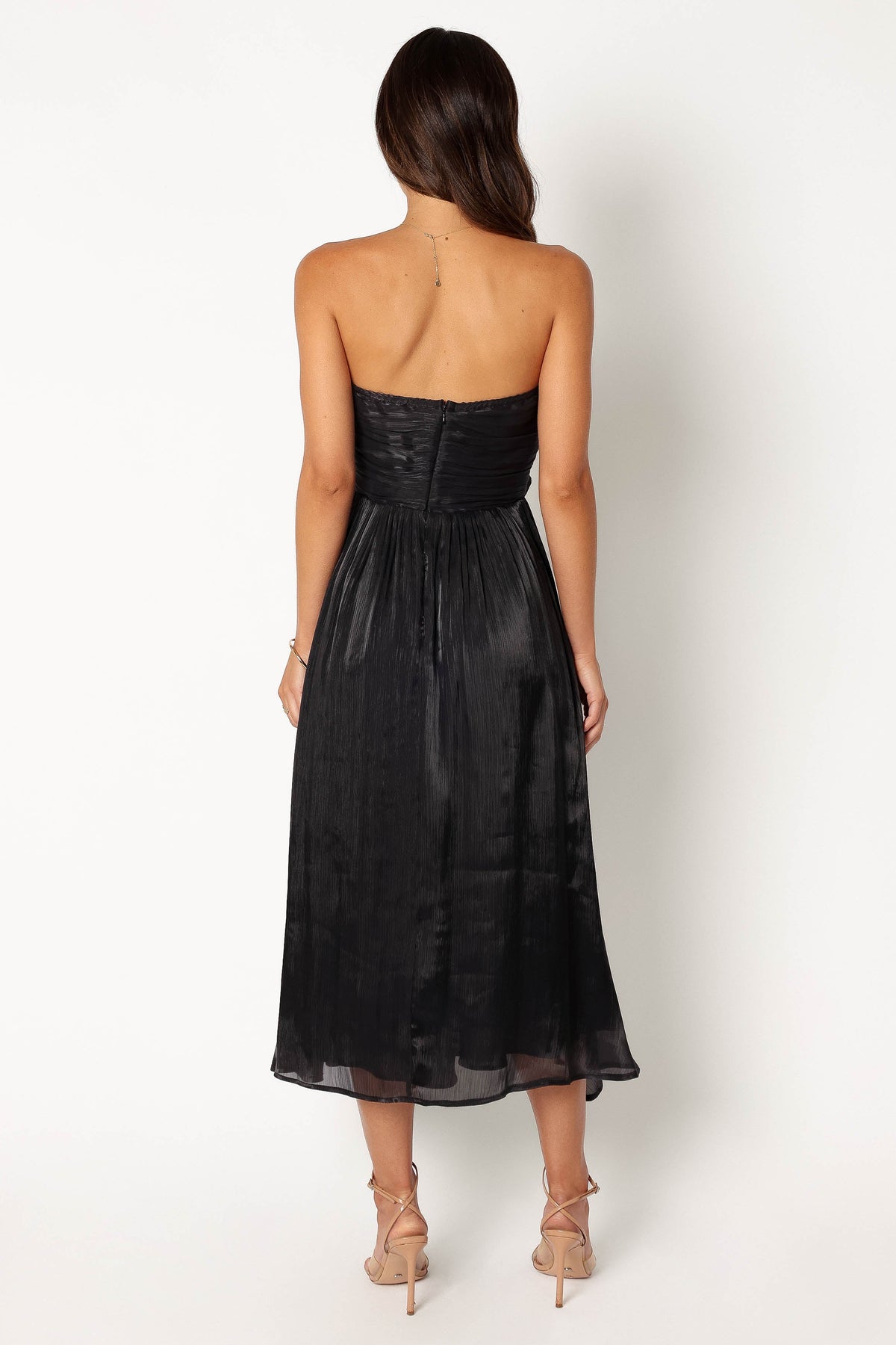 Mila Strapless Midi Dress - Black