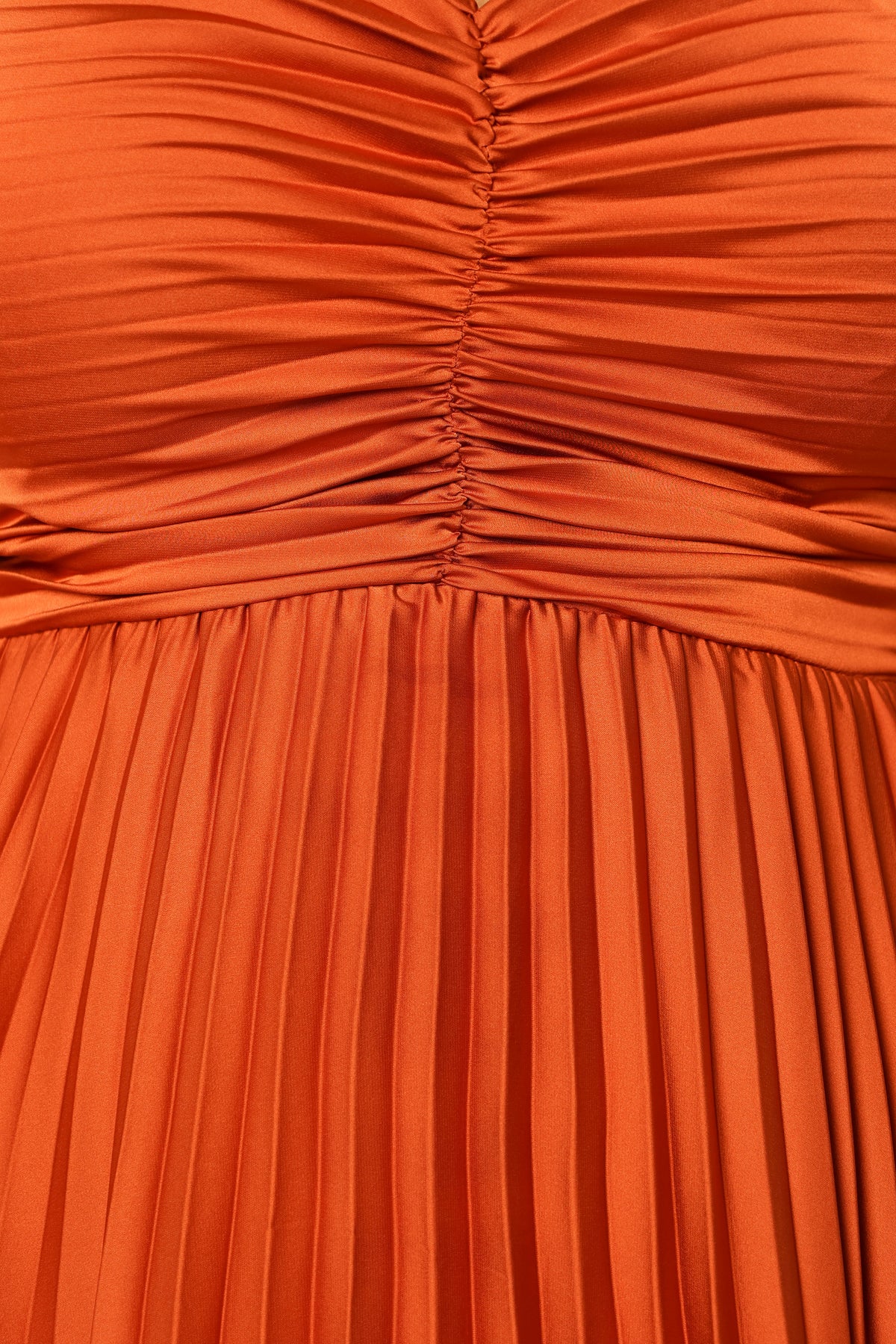 Naira Pleated Maxi Dress - Sunset Orange
