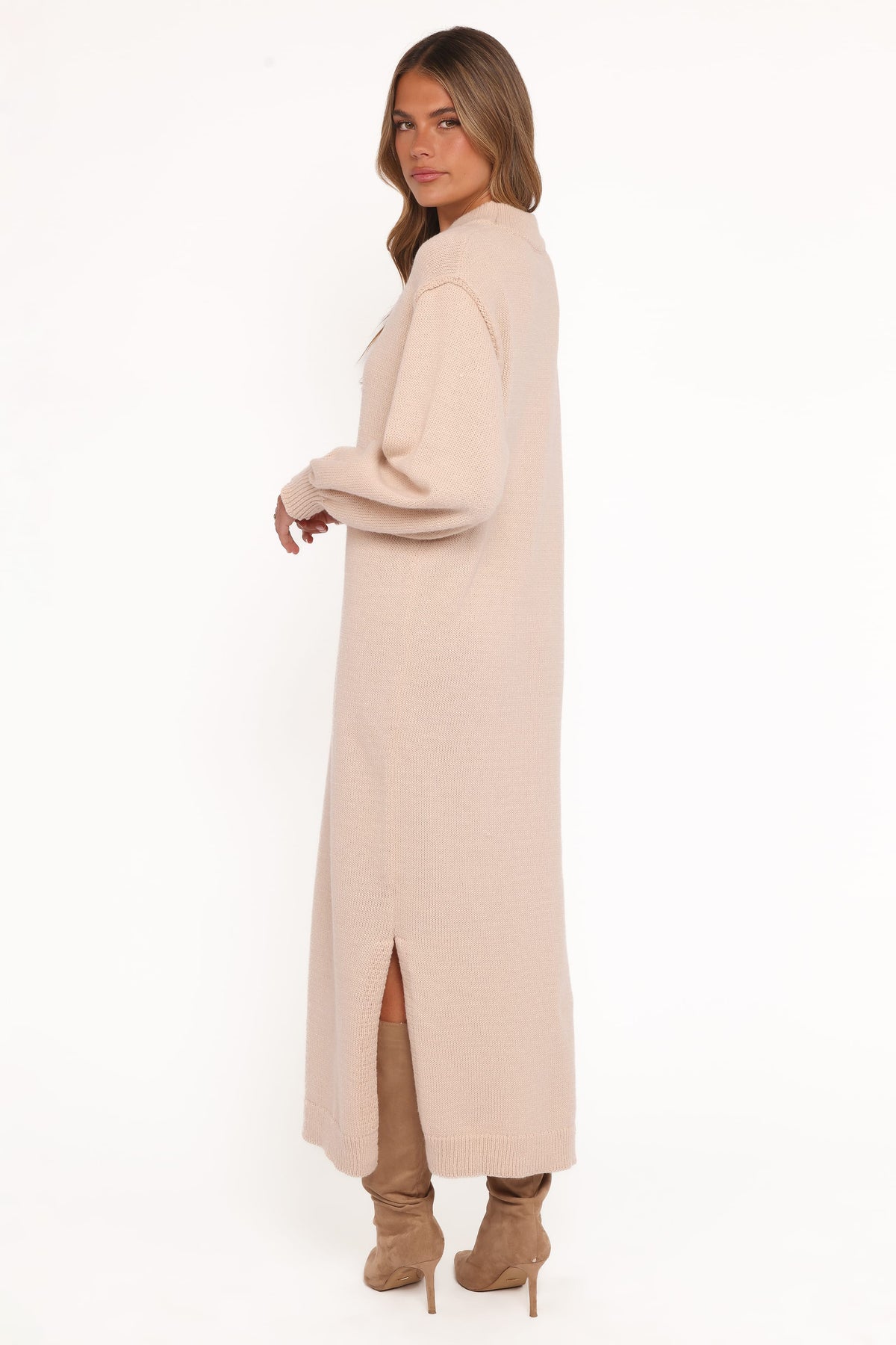 Odile Knit Midi Dress - Tan