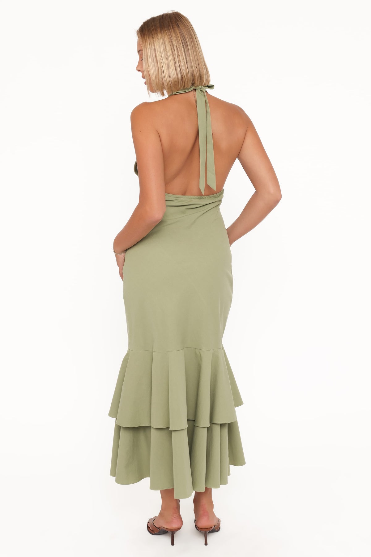 Robyn Halterneck Maxi Dress - Olive Green