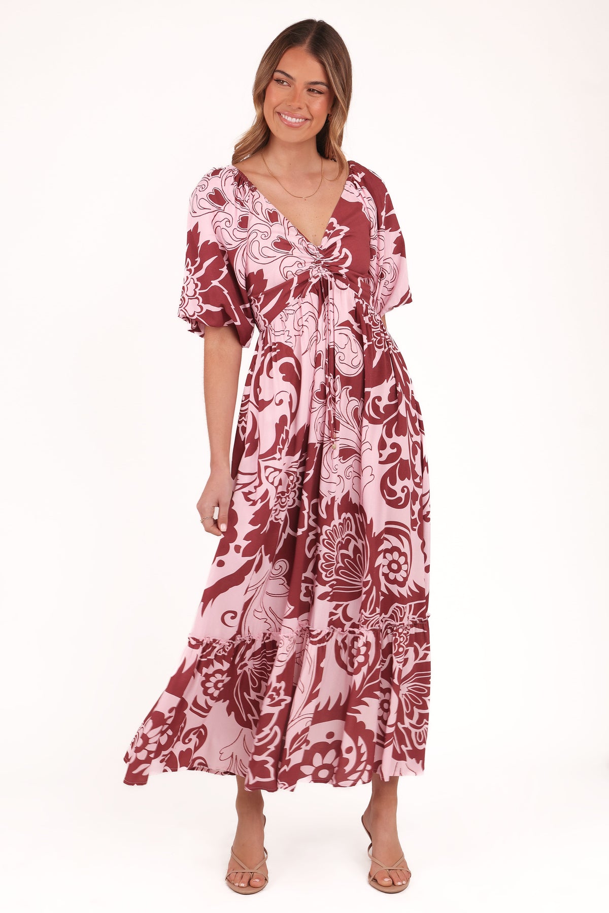 Shanae Maxi Dress - Pink Brown Paisley