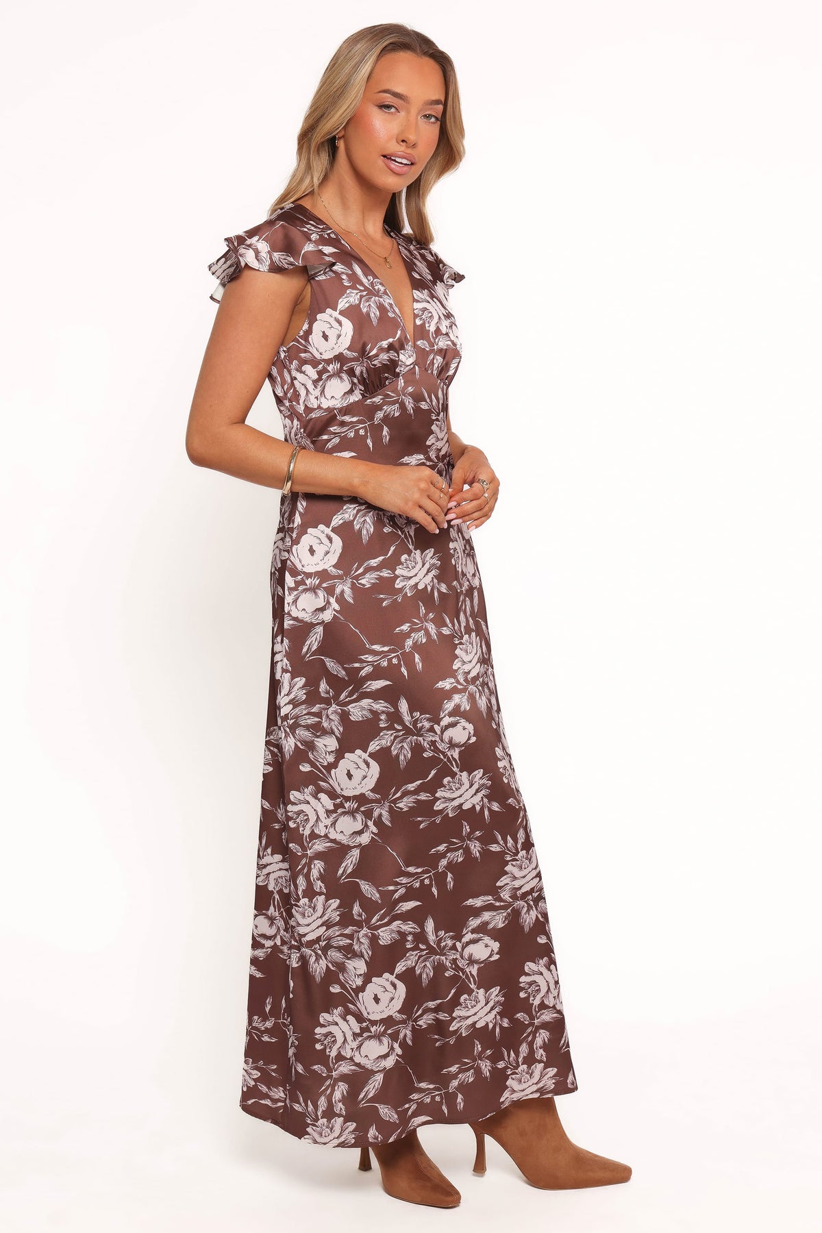 Solara Maxi Dress - Brown Floral Print