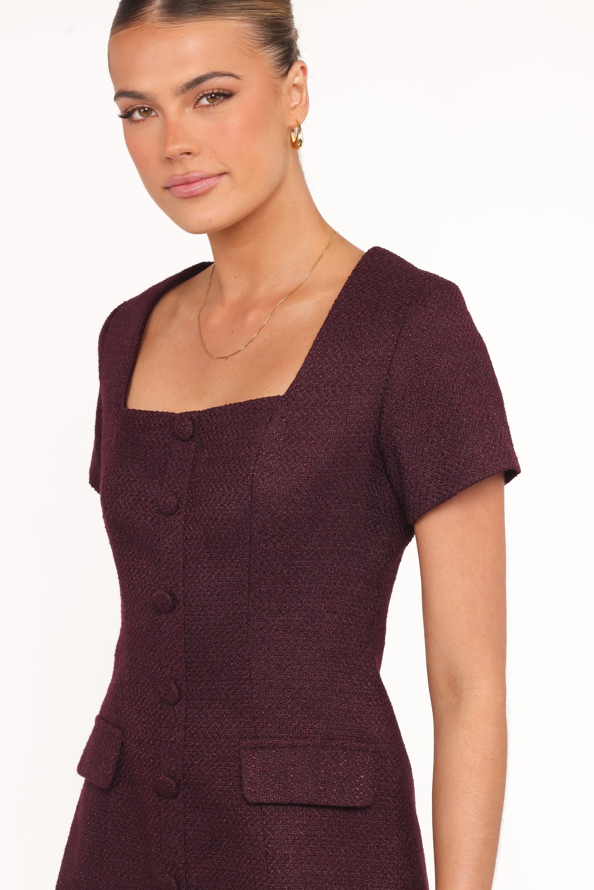 Sutton Mini Dress - Plum Tweed