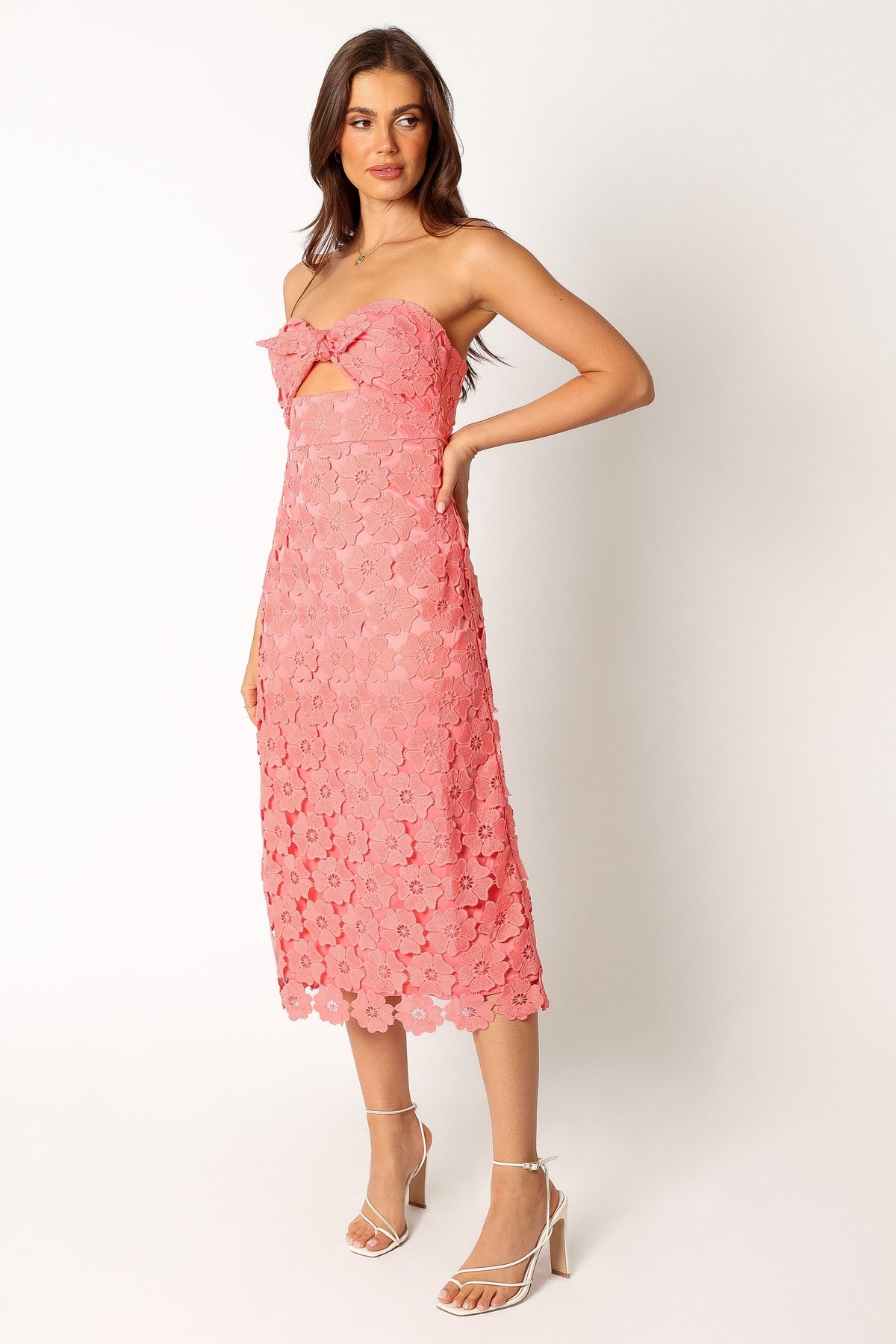 Tyler Strapless Midi Dress - Watermelon