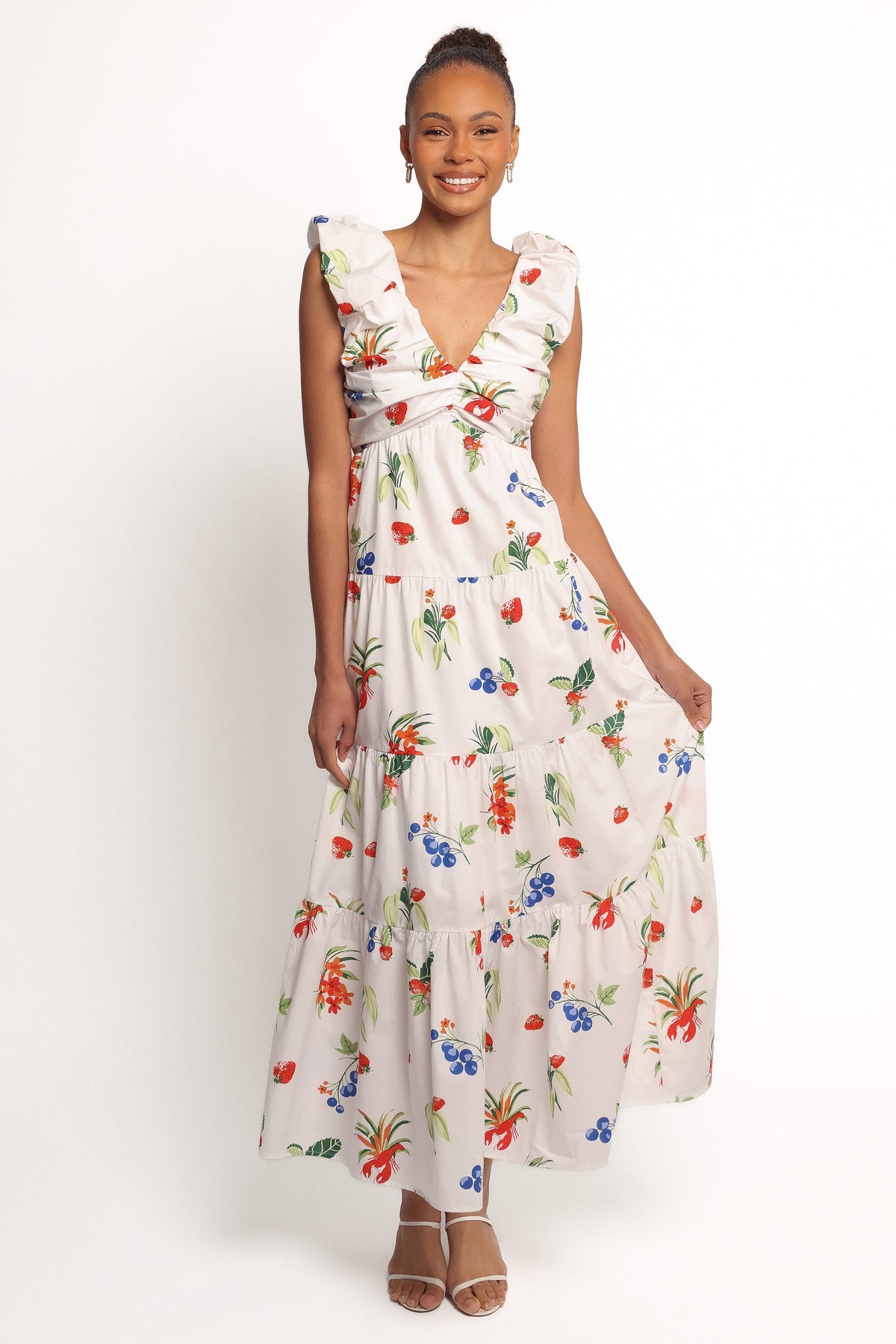 Valerie Maxi Dress - Off White/Red