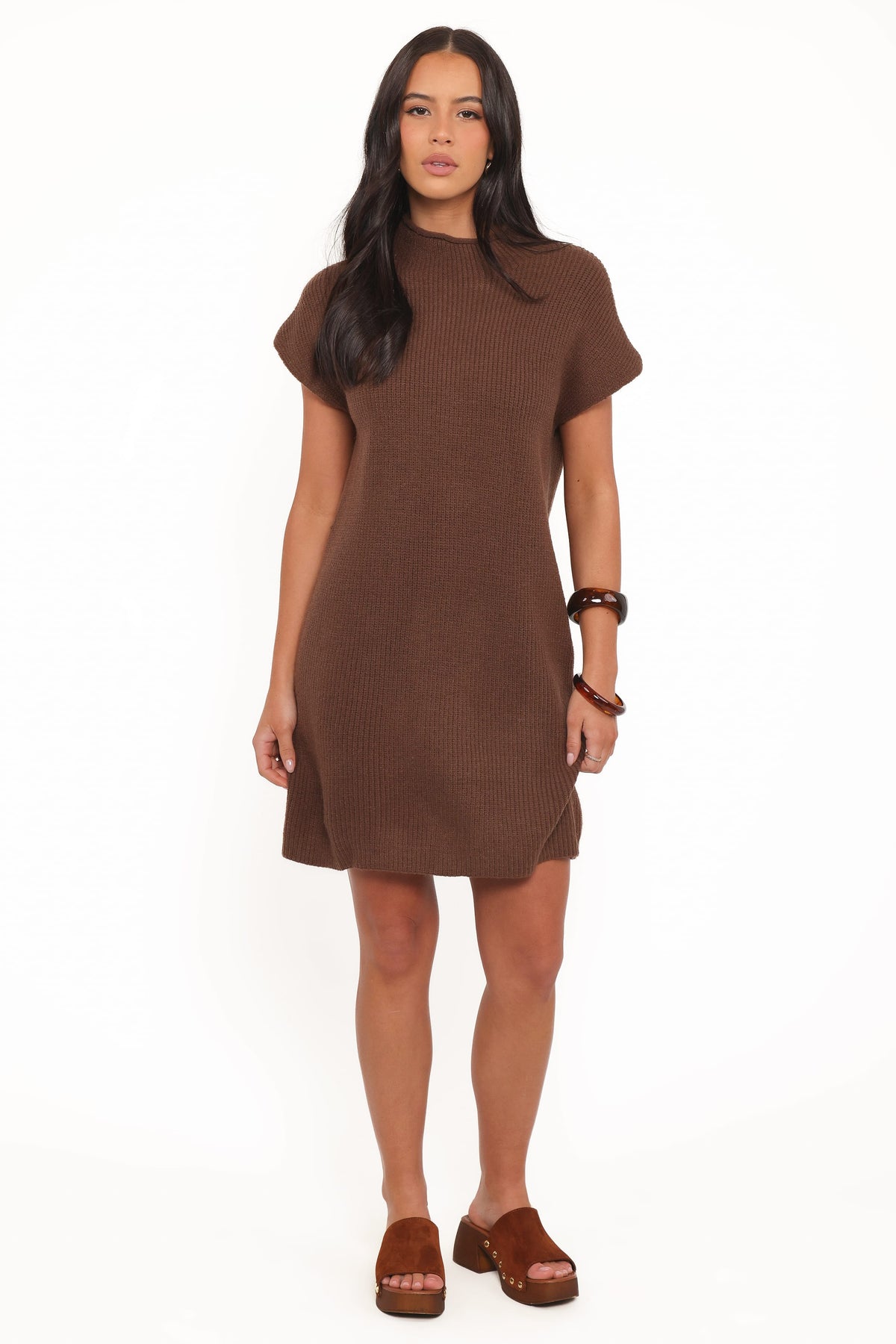 Wright Knit Mini Dress - Chocolate Brown