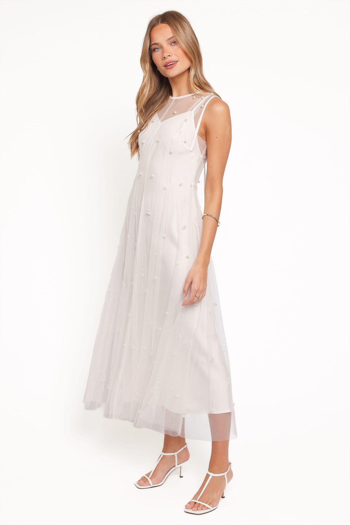 Yulia Pearl Midi Dress - Ecru