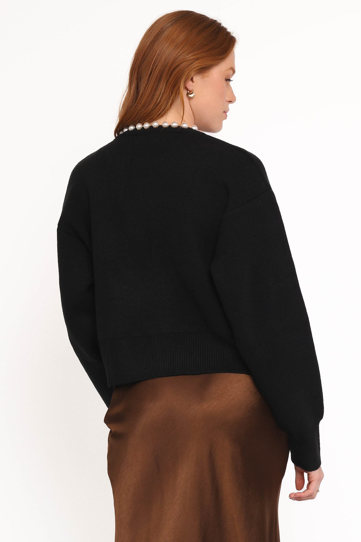 Bloom Pearl Knit Cardigan - Black