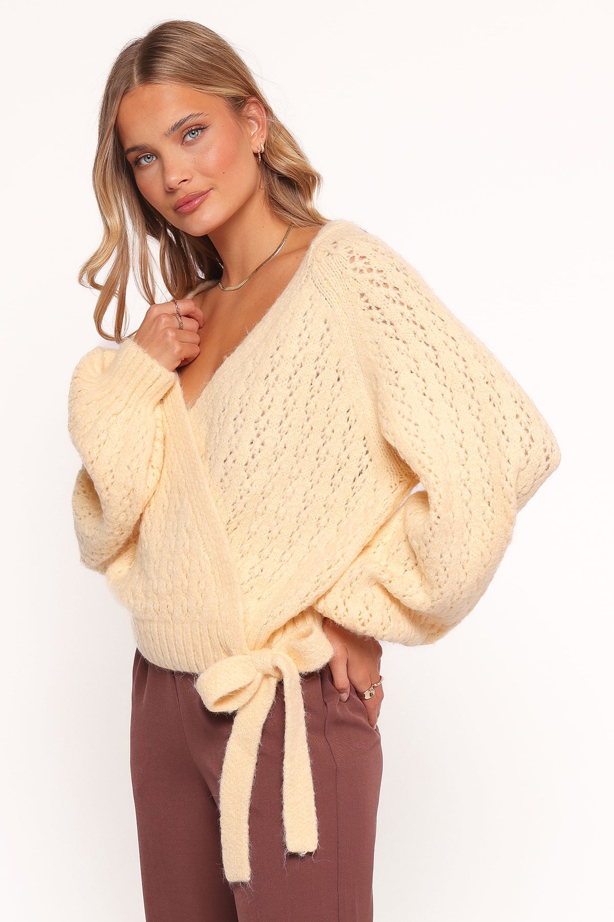 Etta Ballet Wrap Knit Sweater - Butter