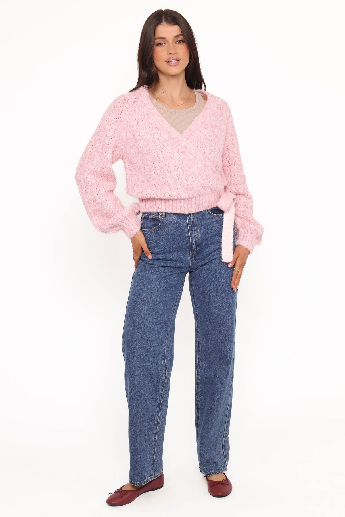 Etta Ballet Wrap Knit Sweater - Pink