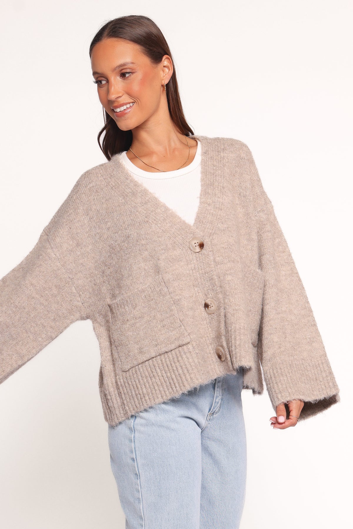 Fern Wide Sleeve Cardigan - Mushroom