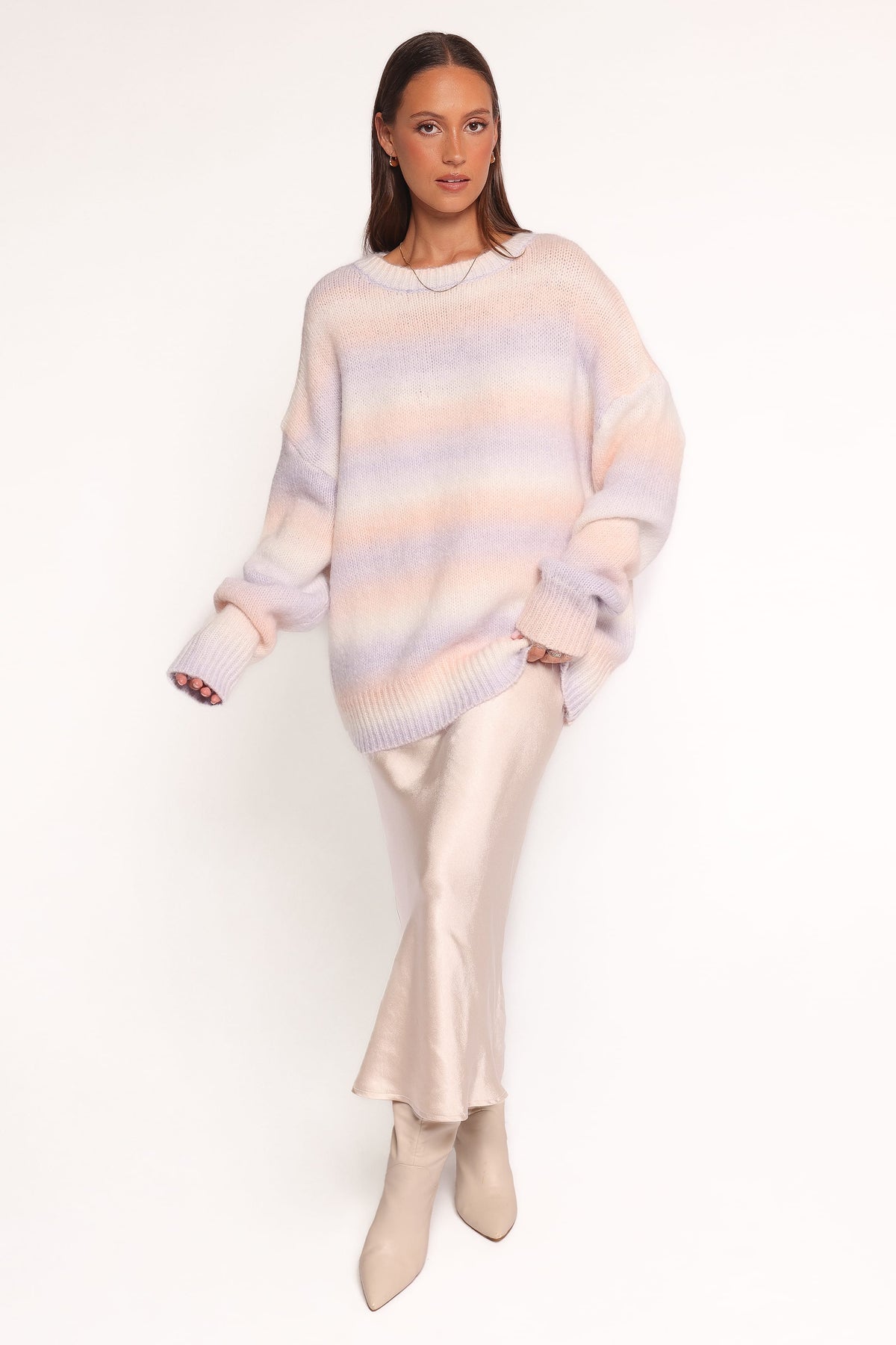 Joy Knit Sweater - Lavender Stripe