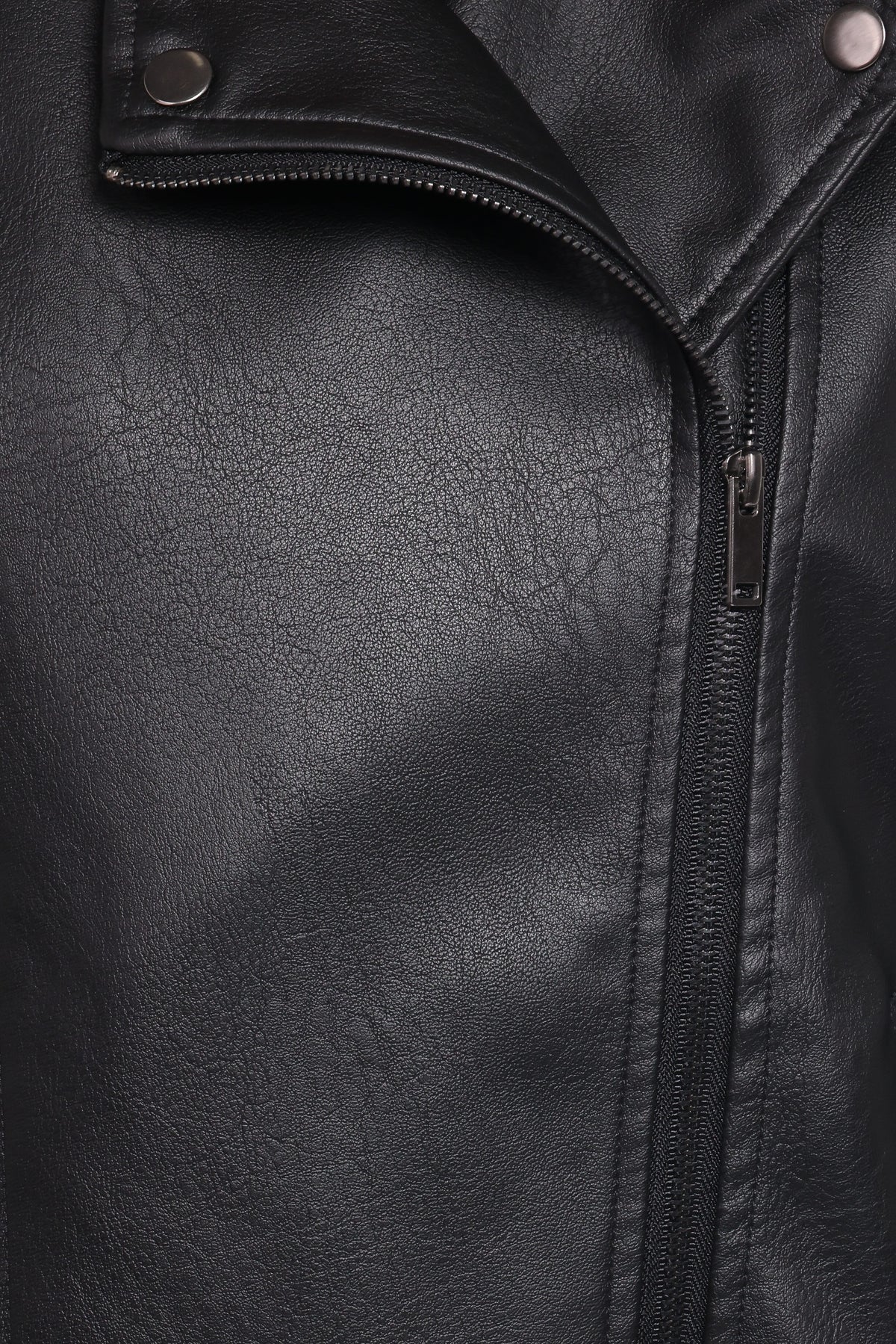 Parsons Oversized Faux Leather Moto Jacket - Black