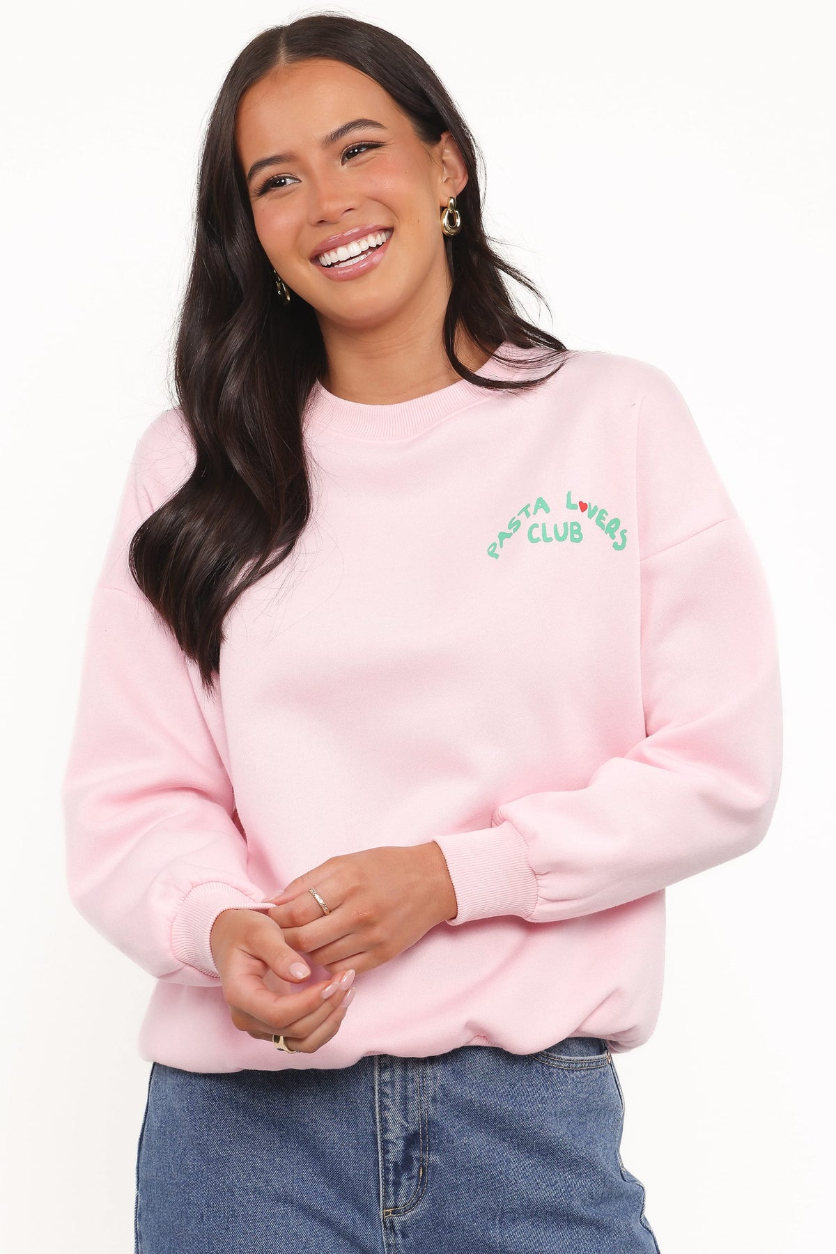 Pasta Lovers Club Graphic Sweater - Pink