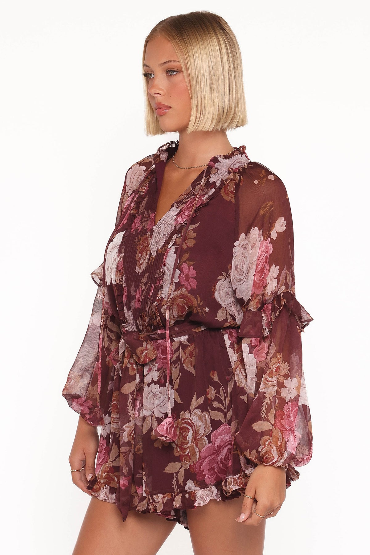 Delaney Long Sleeve Romper - Brandy Bloom