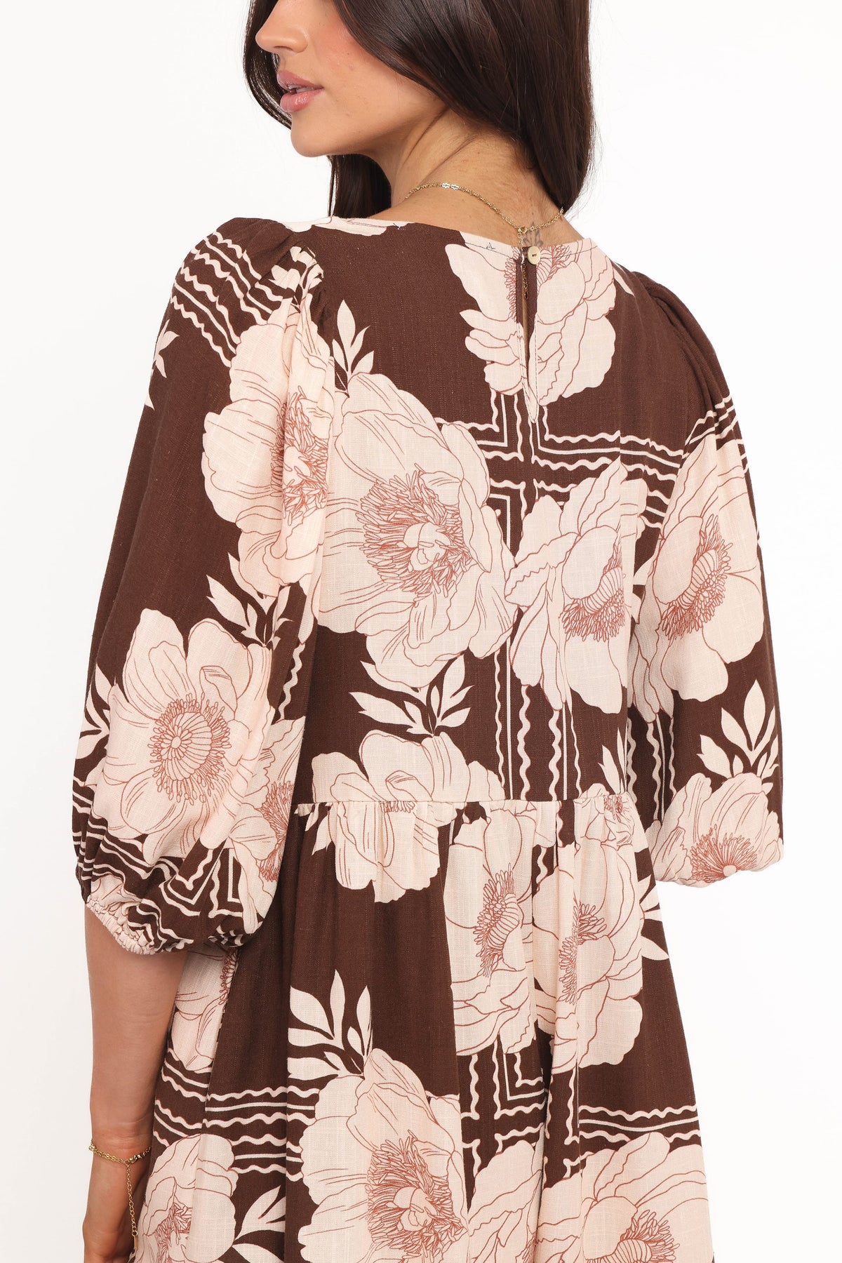 Henley Romper - Brown Floral