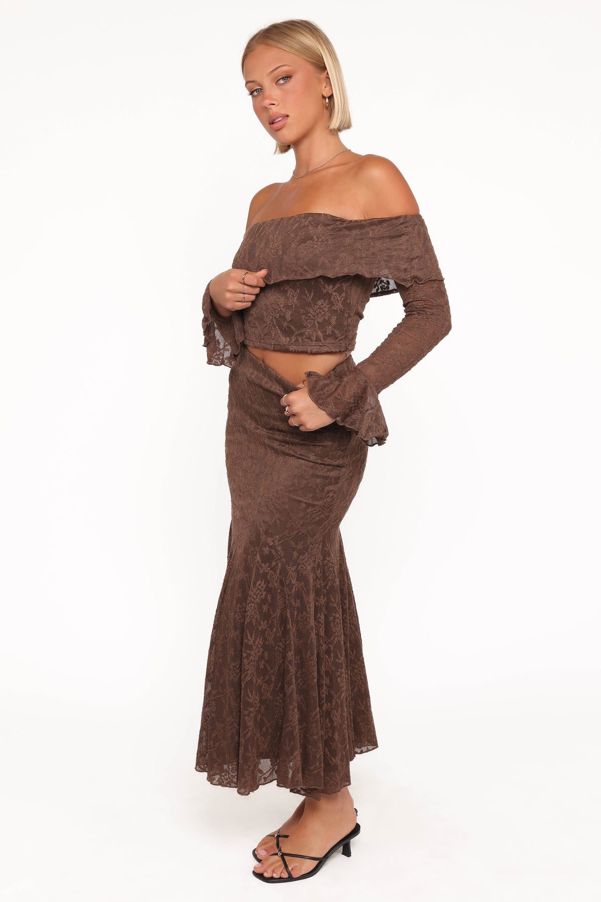 Bromley Lace Skirt Set - Brown