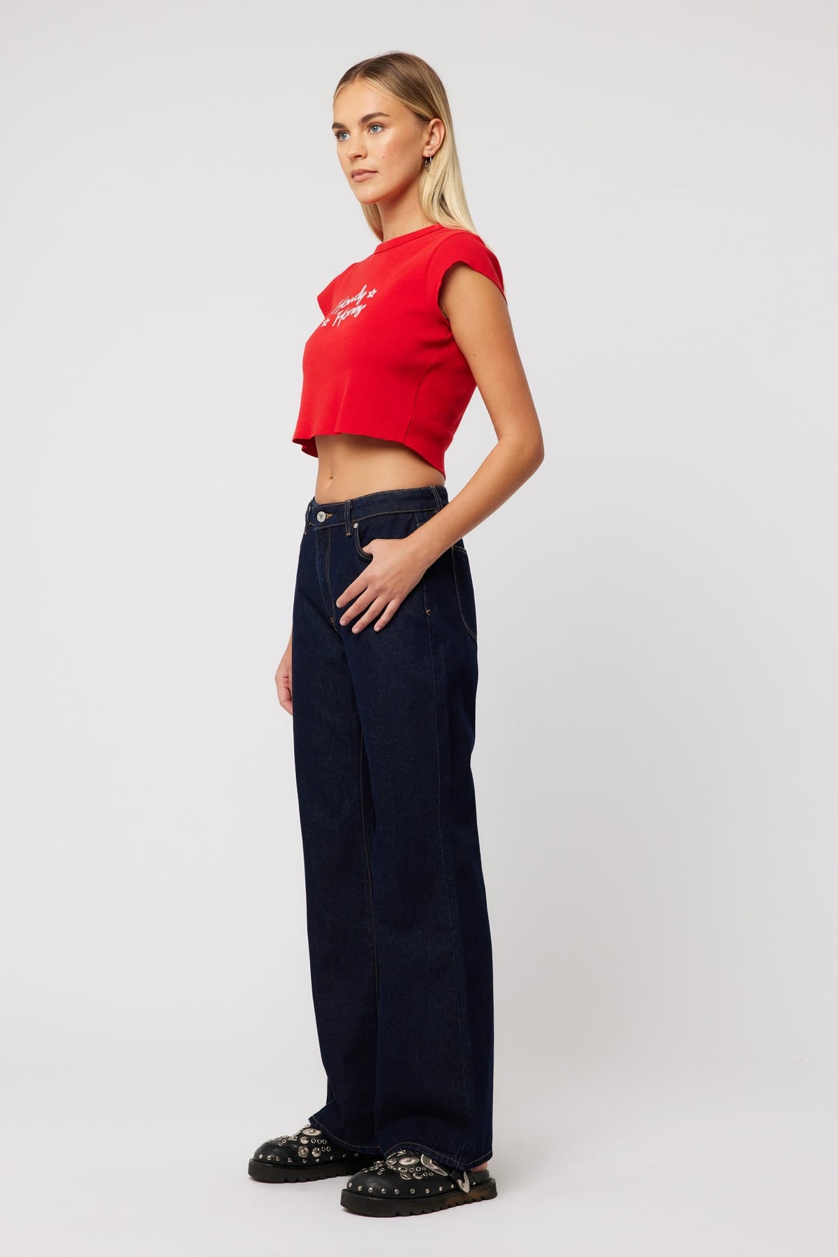 Abrand 90s Rib Cut Off Tee - Red