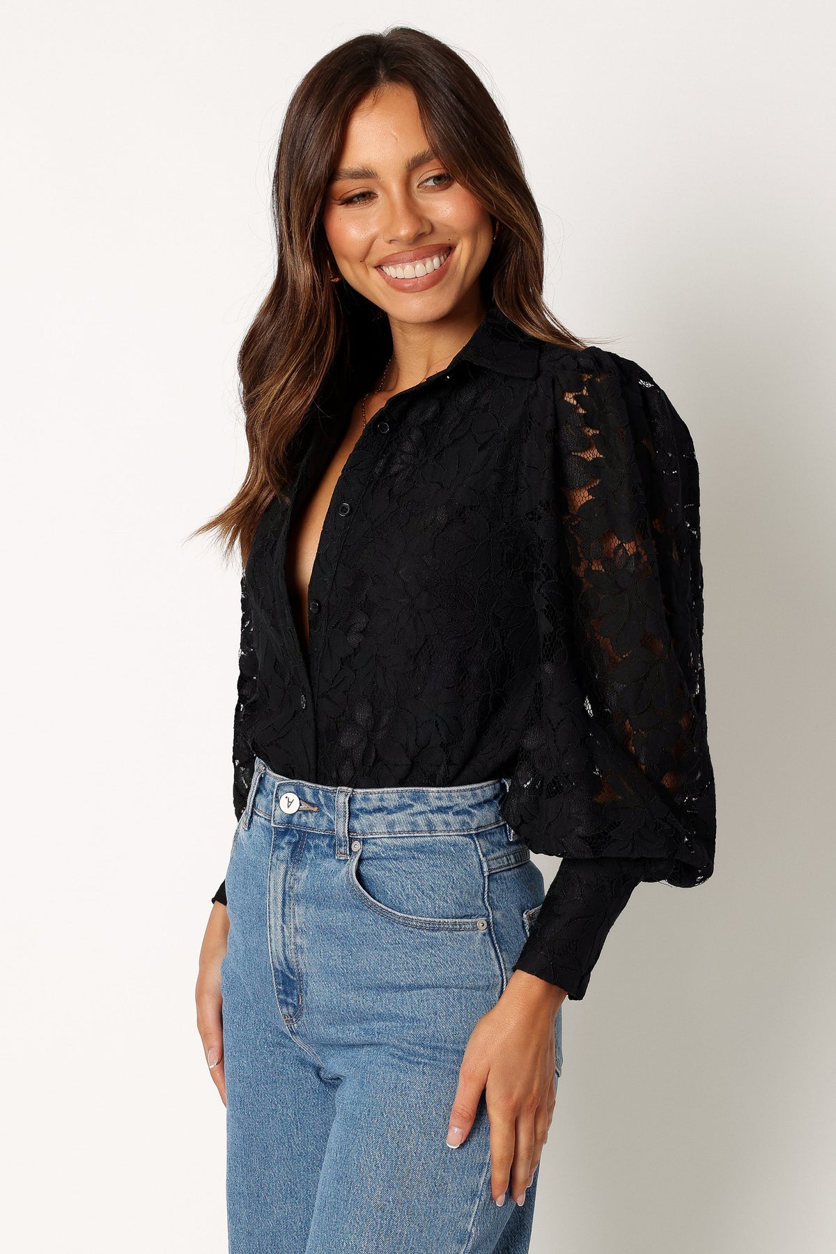 Tadeo Lace Shirt - Black