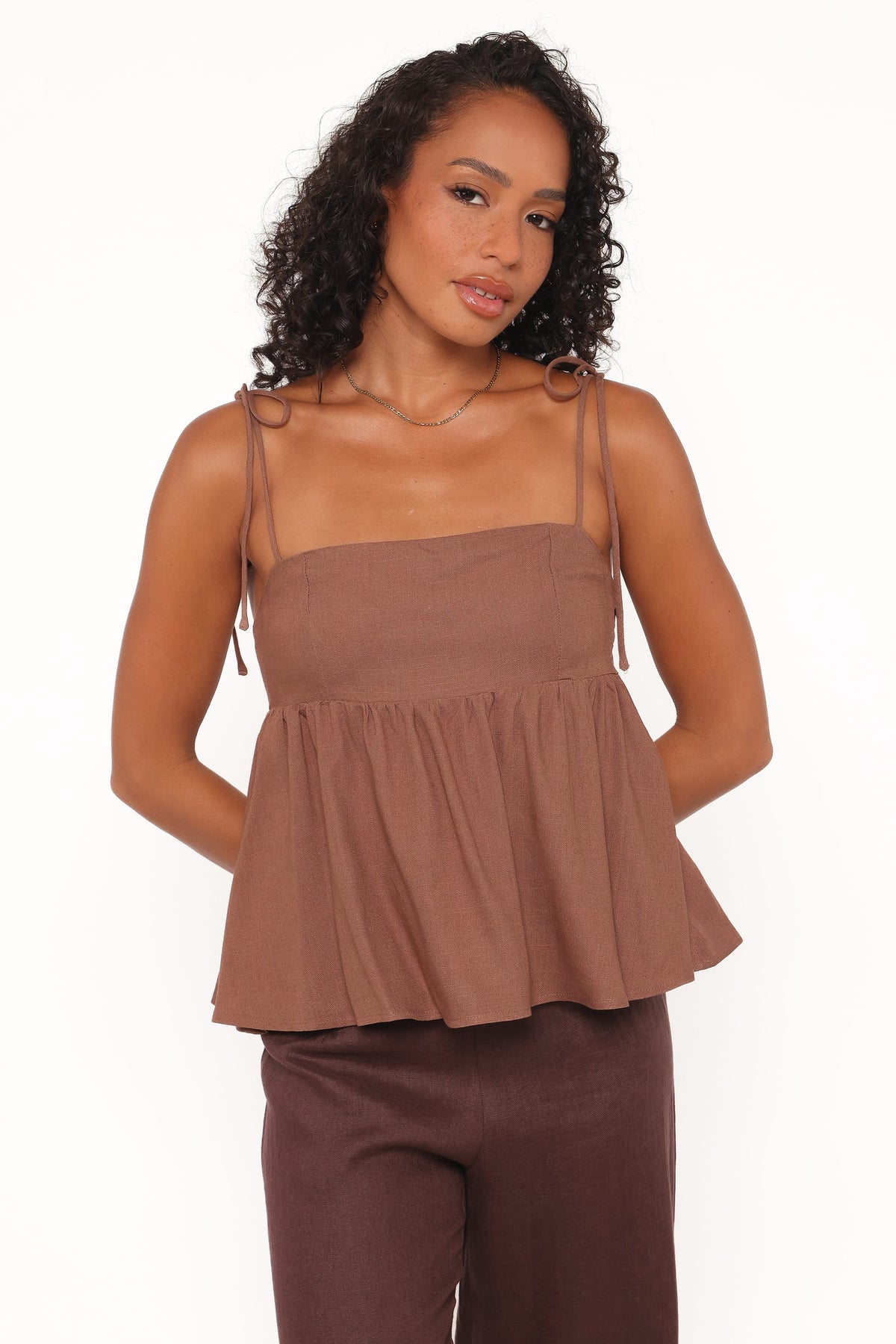Zephyra Baby Doll Top - Brown