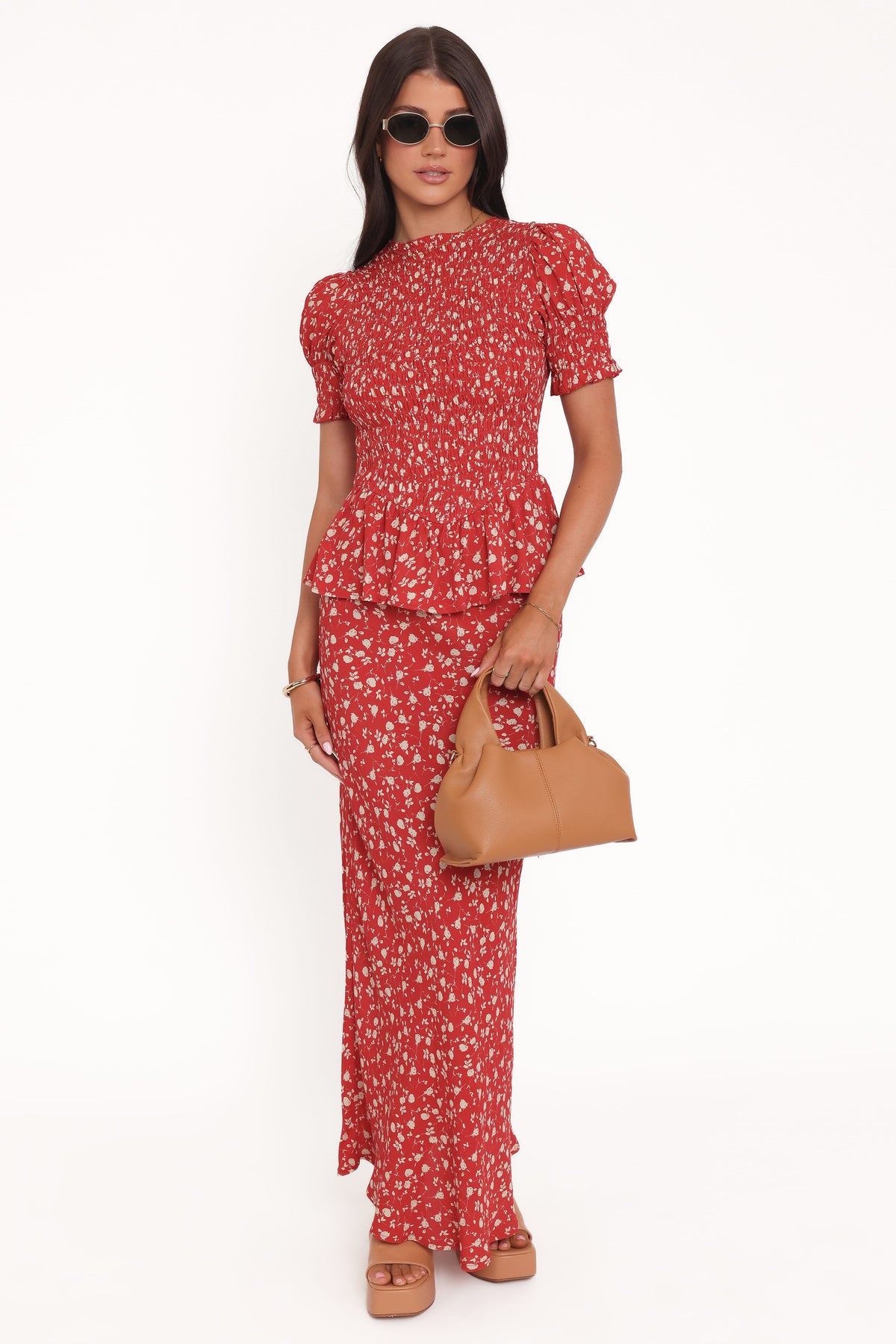 Zoella Peplum Top - Red Floral