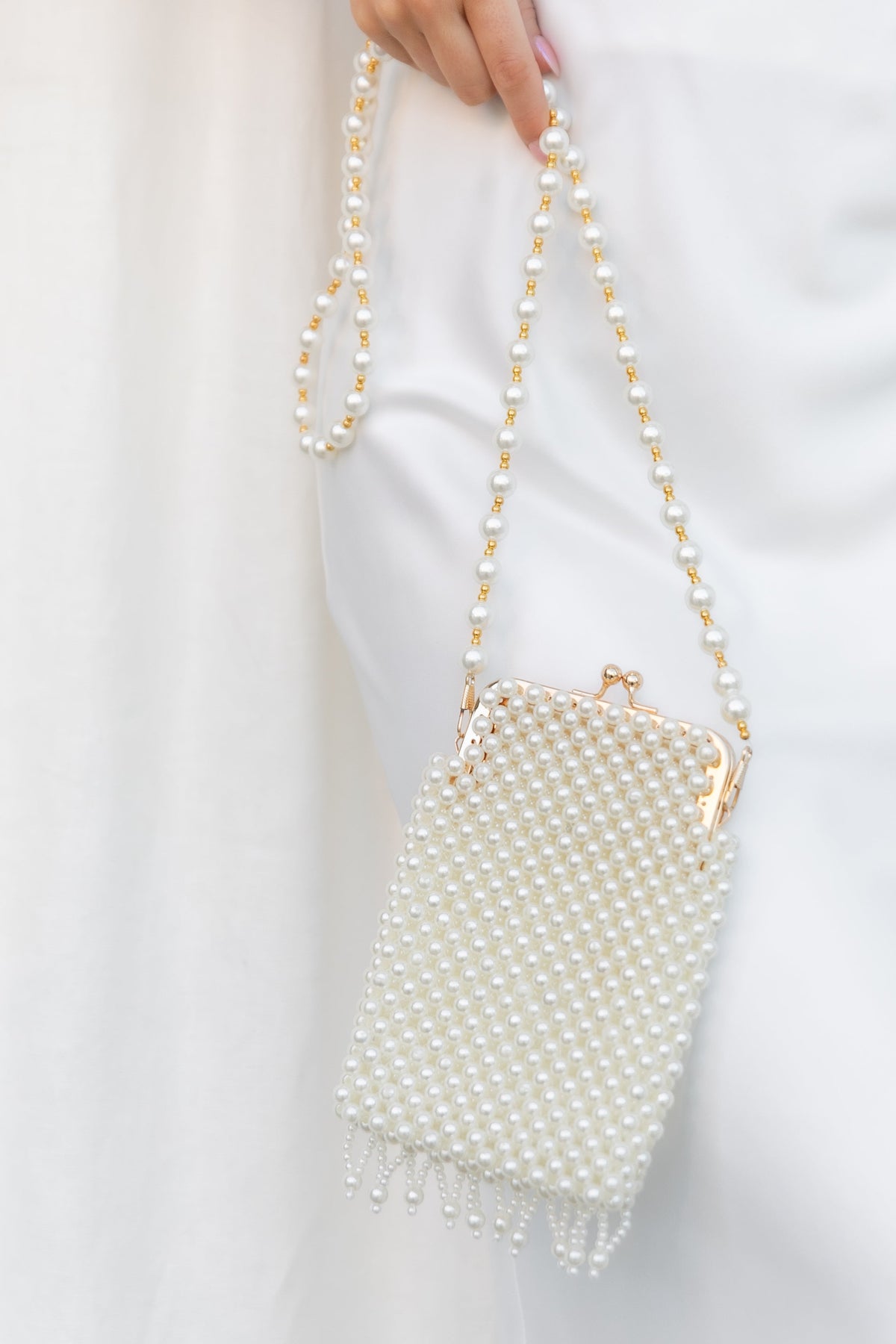 Manon Small Beaded Bag - Pearl