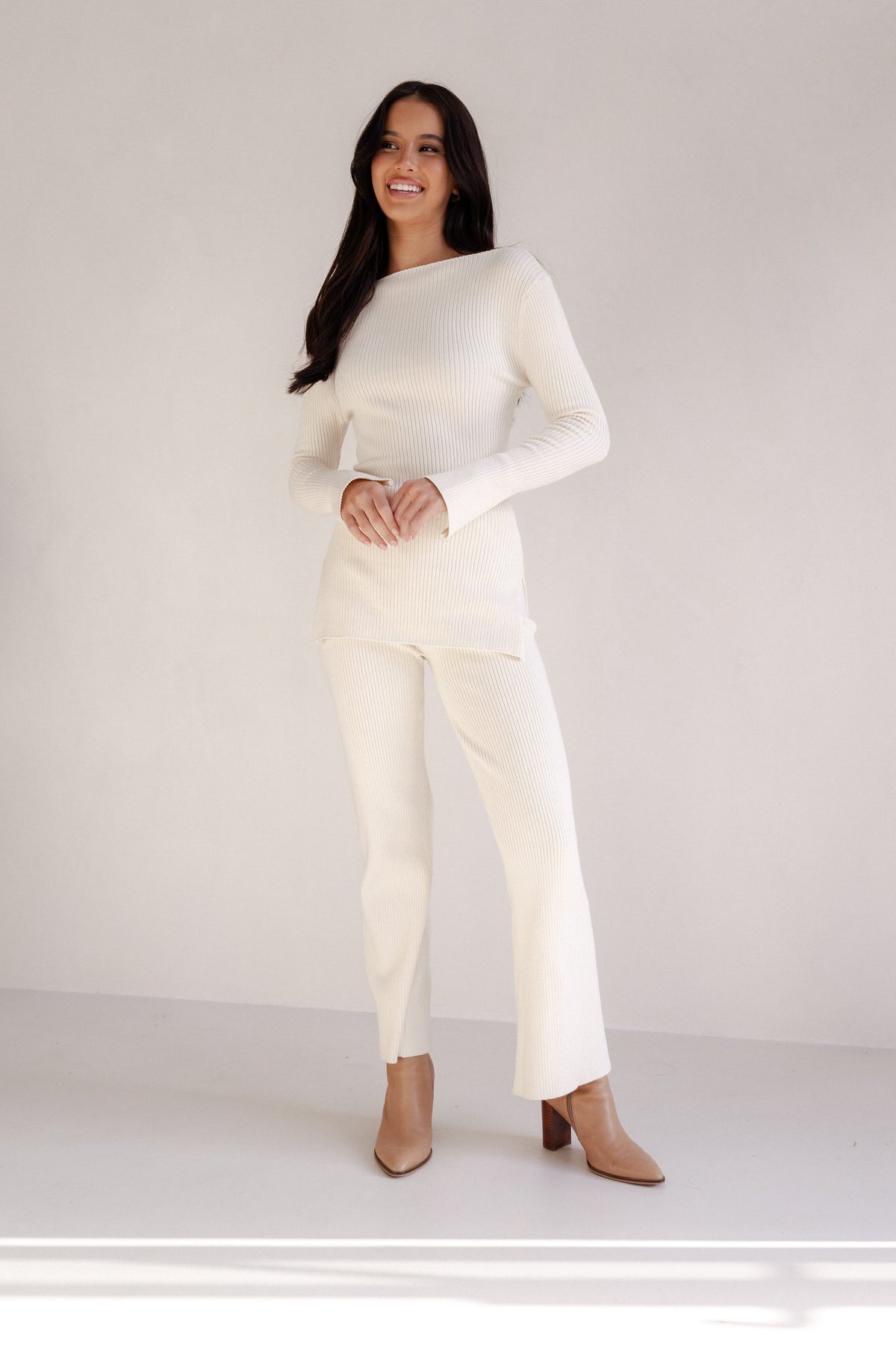 Beeba Ribbed Knit Pants - Cream