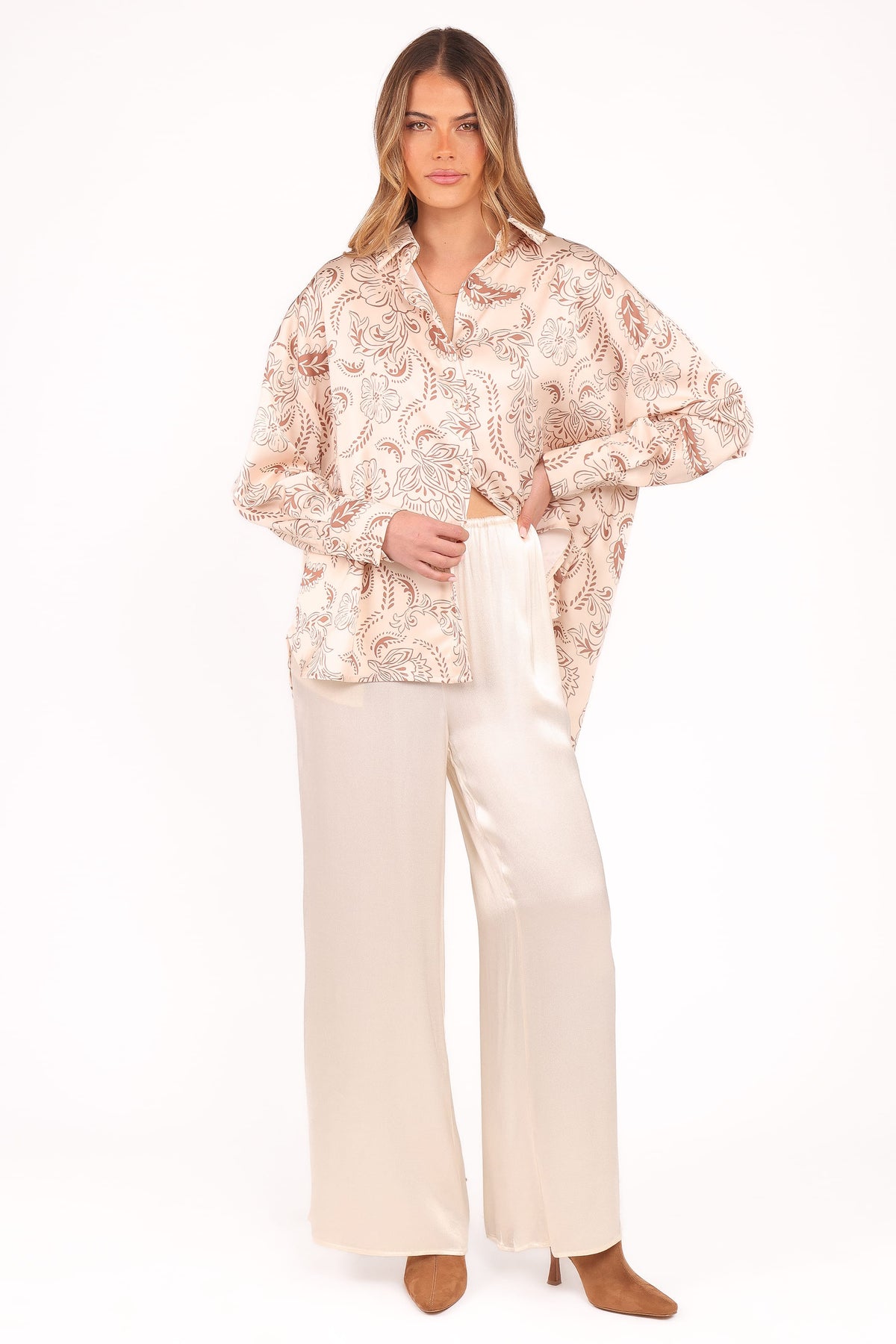 Valia Wide Leg Pant - Cream