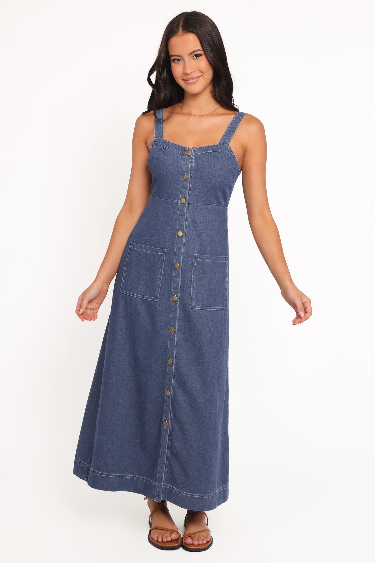 Bettie Midi Dress - Mid Blue Denim