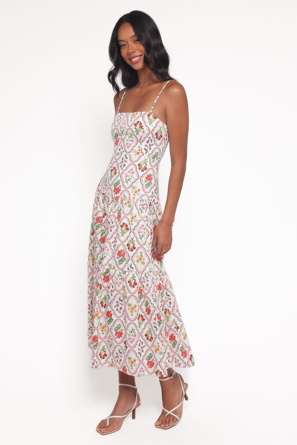 Botanique Midi Dress - Coral Wildflower