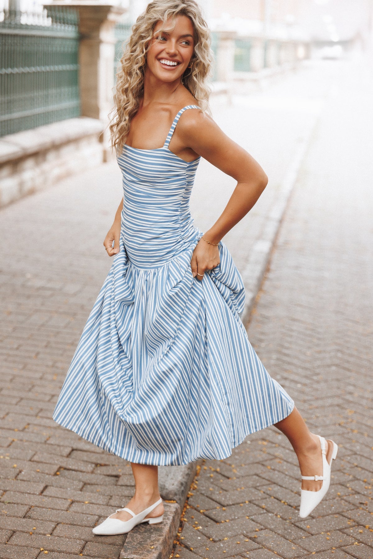 Carlisle Maxi Dress - Blue Stripe