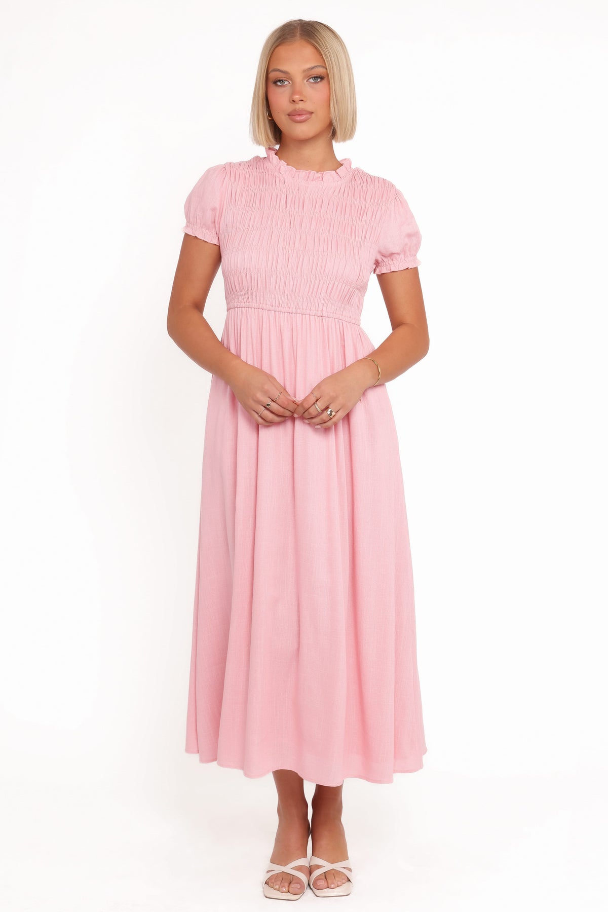 Darla Puff Sleeve Dress - Pink