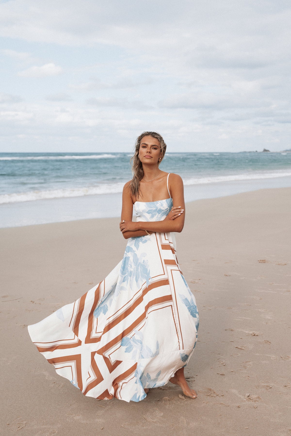 Elanor Maxi Dress - Pale Blue Print