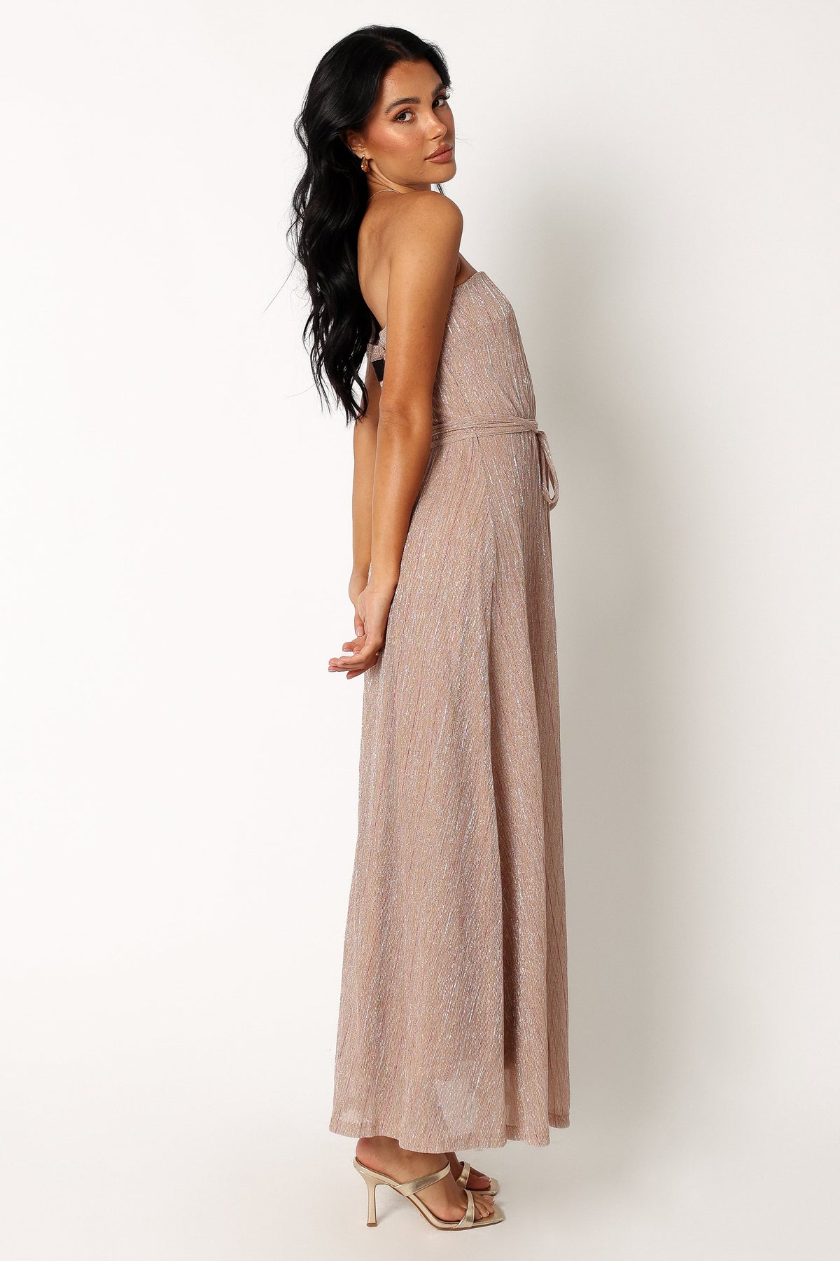 Farley Strapless Maxi Dress - Rose Gold Stripe