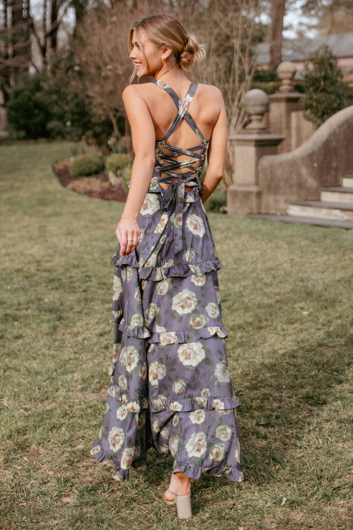 Lillee Tiered Maxi Dress - Lavender Floral
