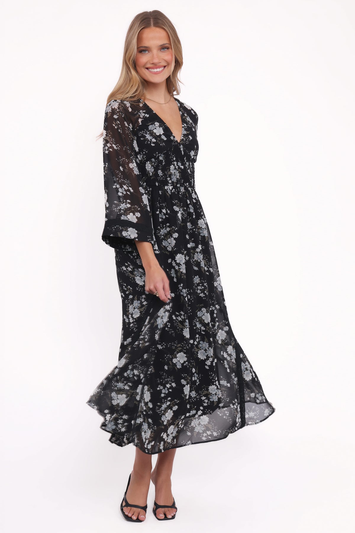 Mavis Long Sleeve Maxi Dress - Black Floral