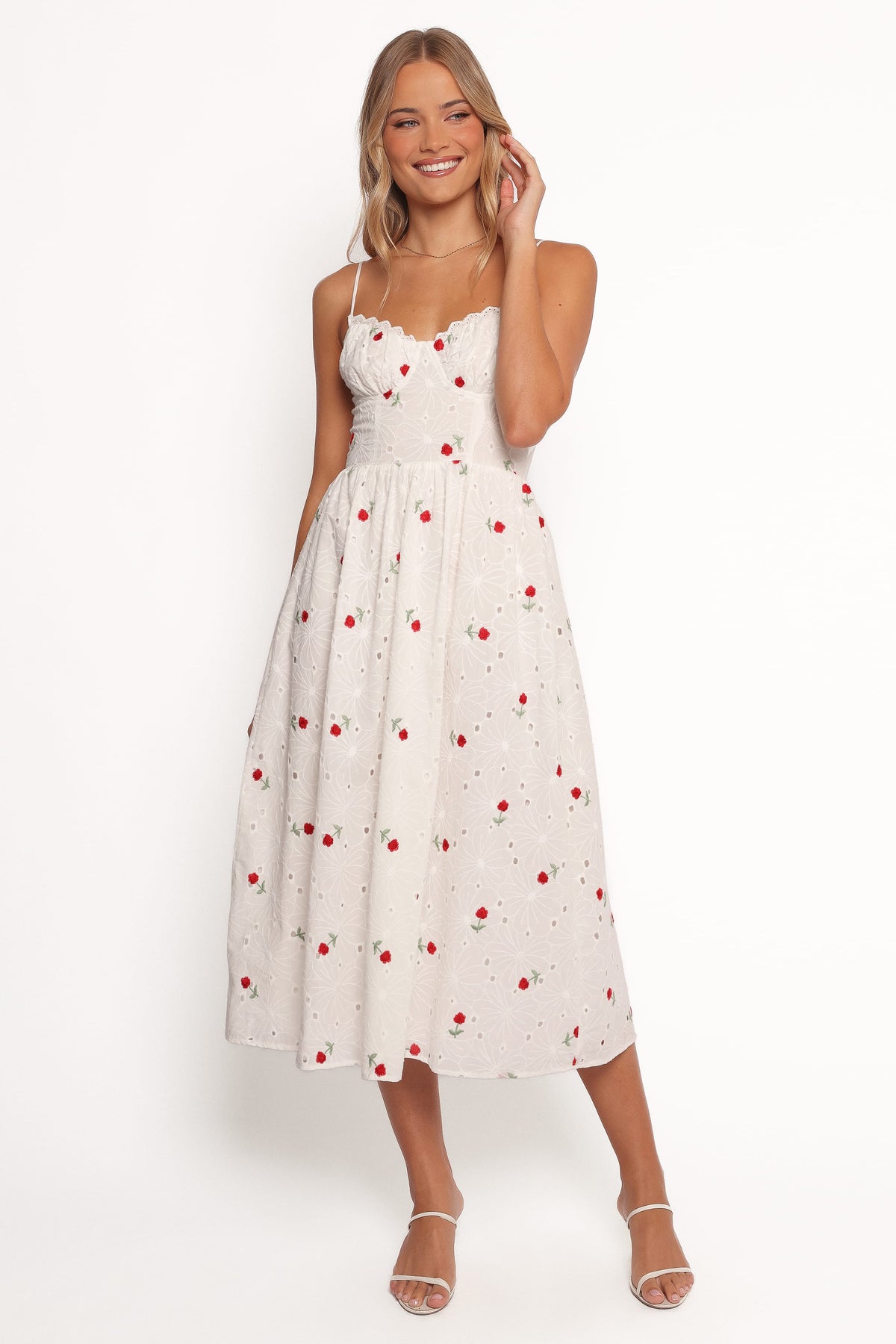 Paloma Maxi Dress - White Red Floral