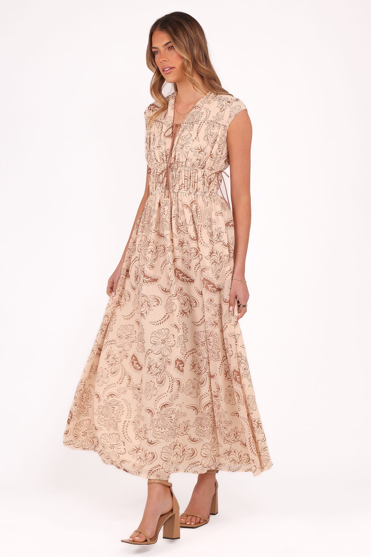 Safira Midi Dress - Brown Paisley